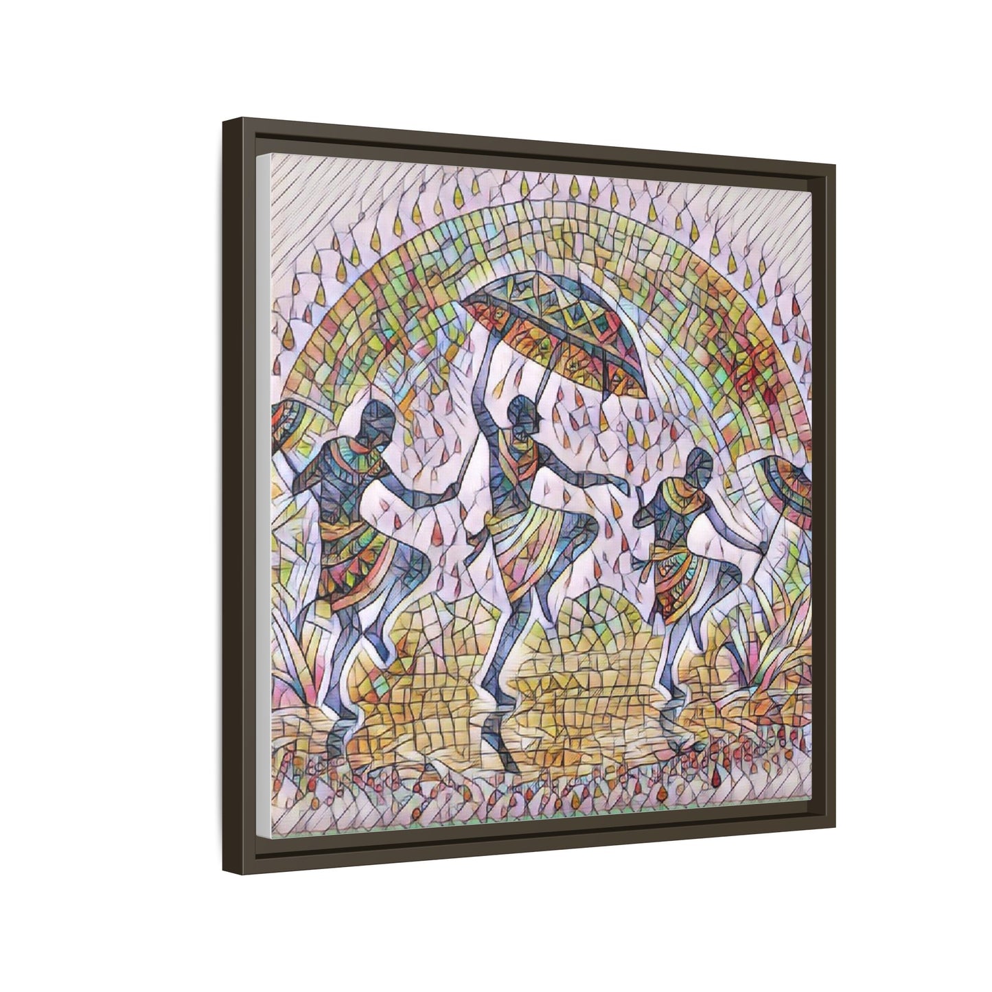 Framed Canvas Art — Colorful African Dance Mosaic