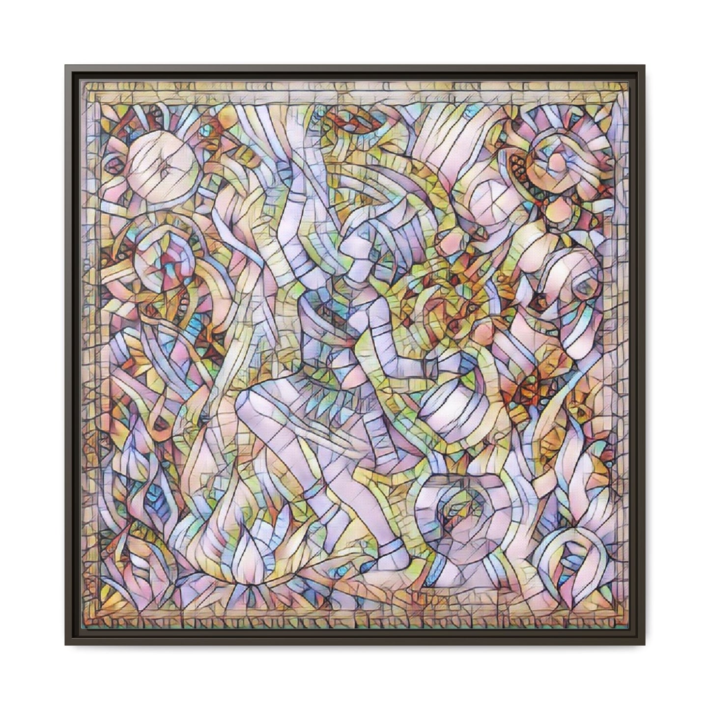 Abstract Stained Glass Dance Matte Framed Canvas