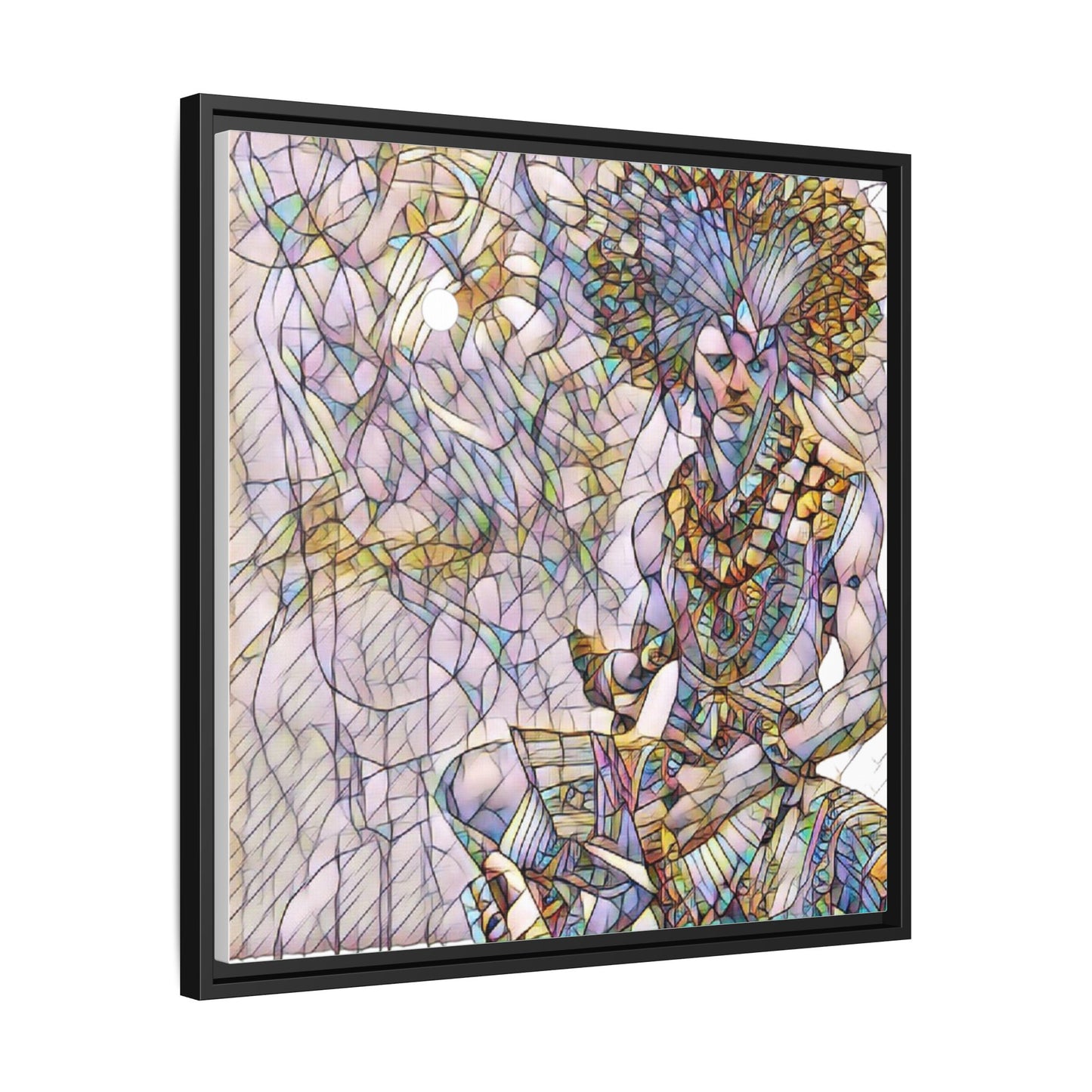 Framed Matte Canvas Art — Colorful Tribal Warrior Illustration