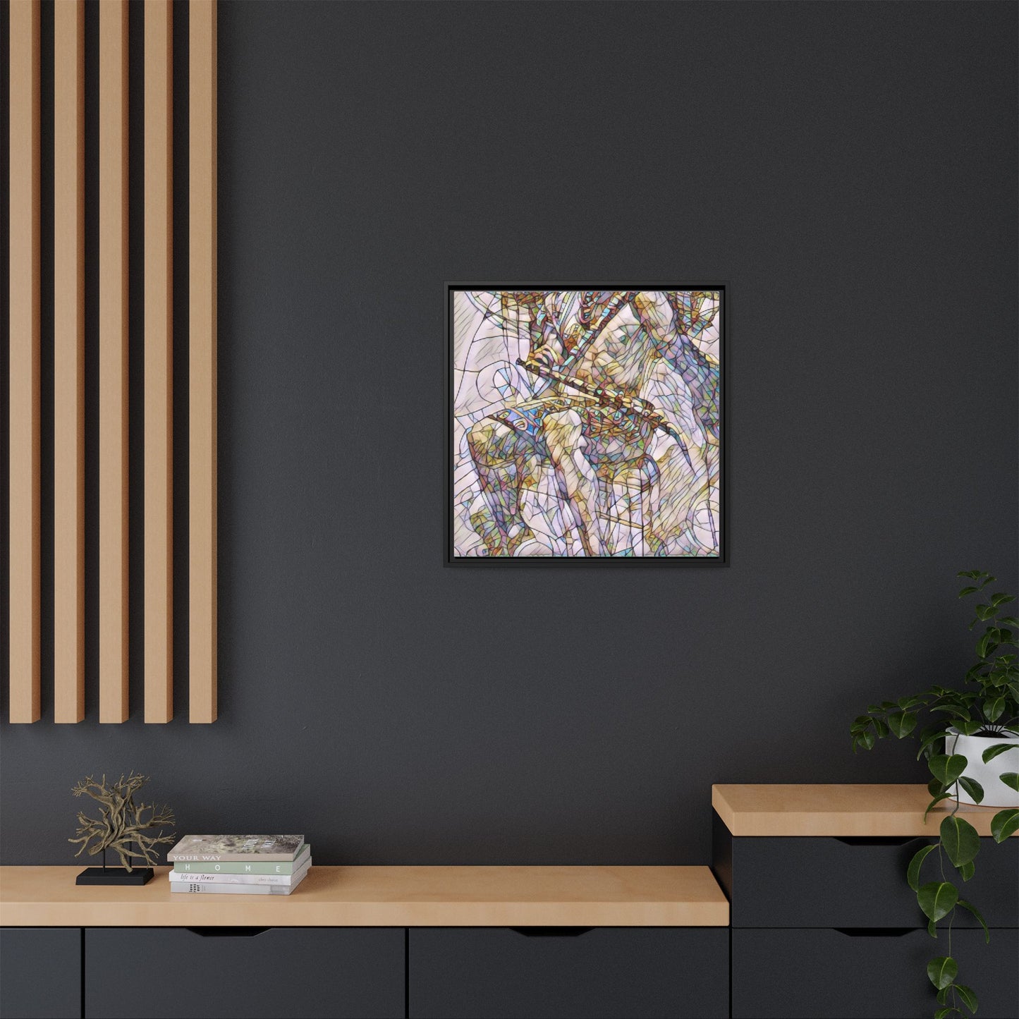 Framed Abstract Musician Canvas Art — Multi‑Color Jazz Saxophone Print