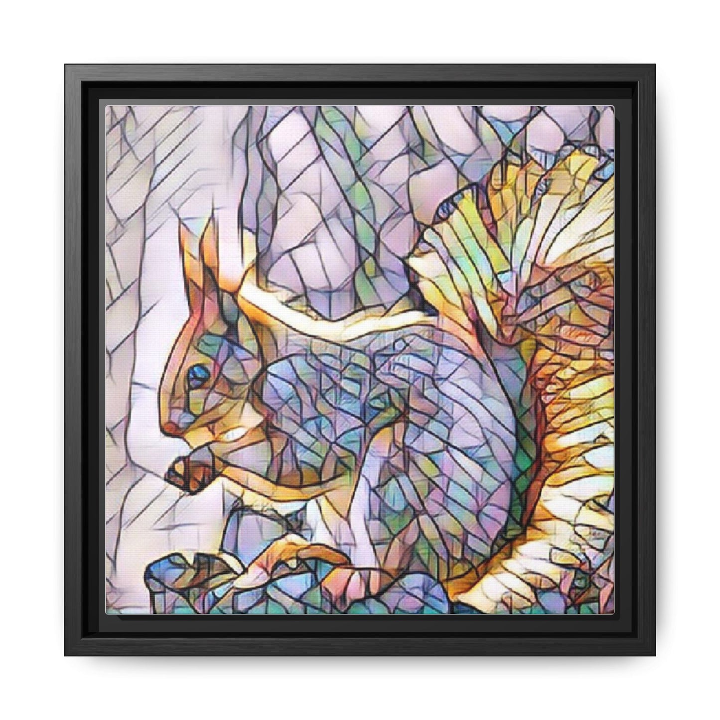 Framed Squirrel Mosaic Matte Canvas Wall Art