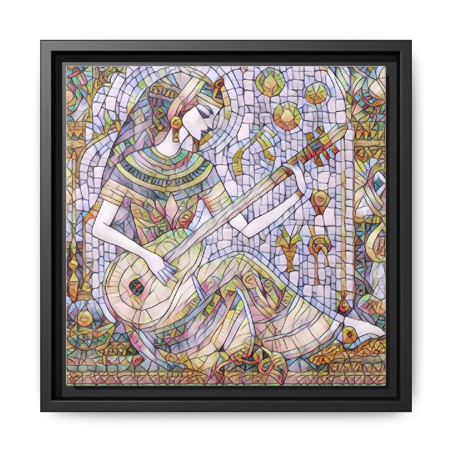 Egyptian Muse Mosaic Matte Canvas Framed Wall Art