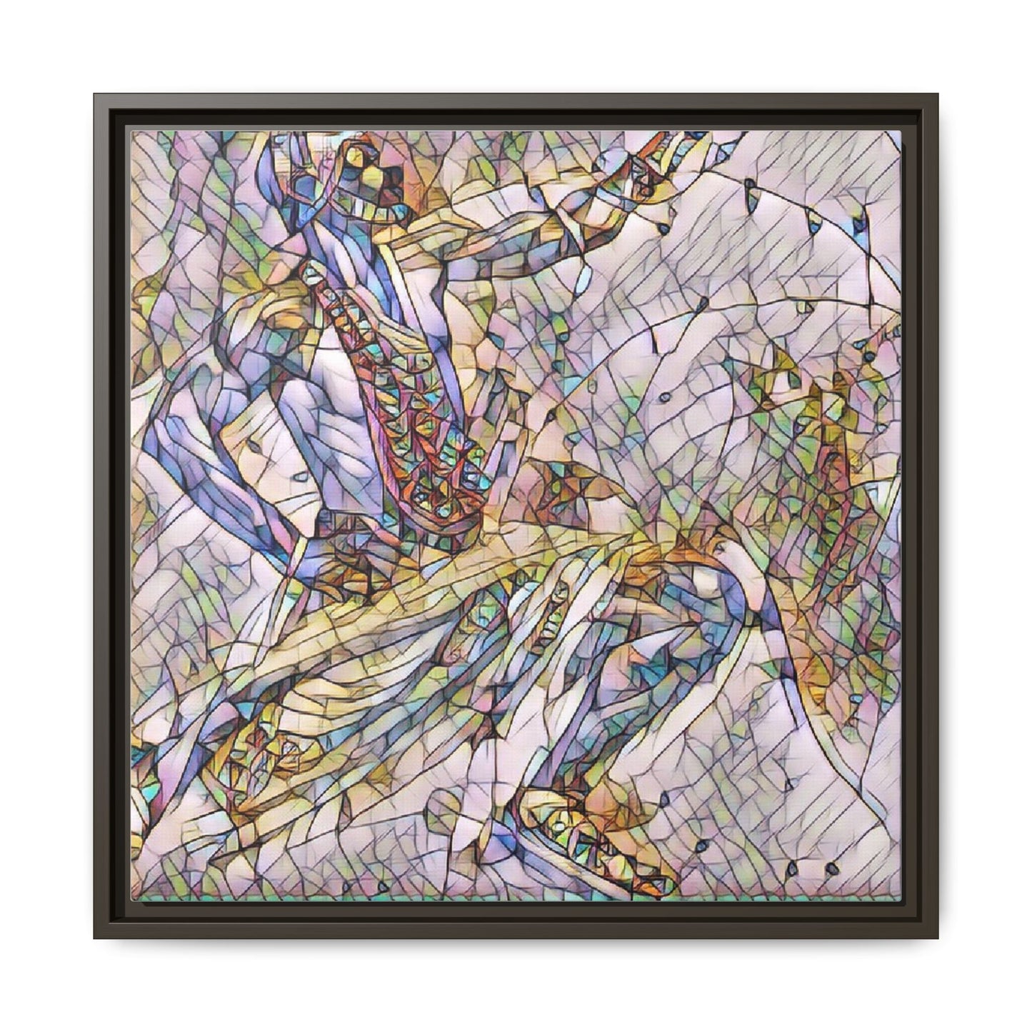 Abstract Stained-Glass Dancers — Framed Matte Canvas Art