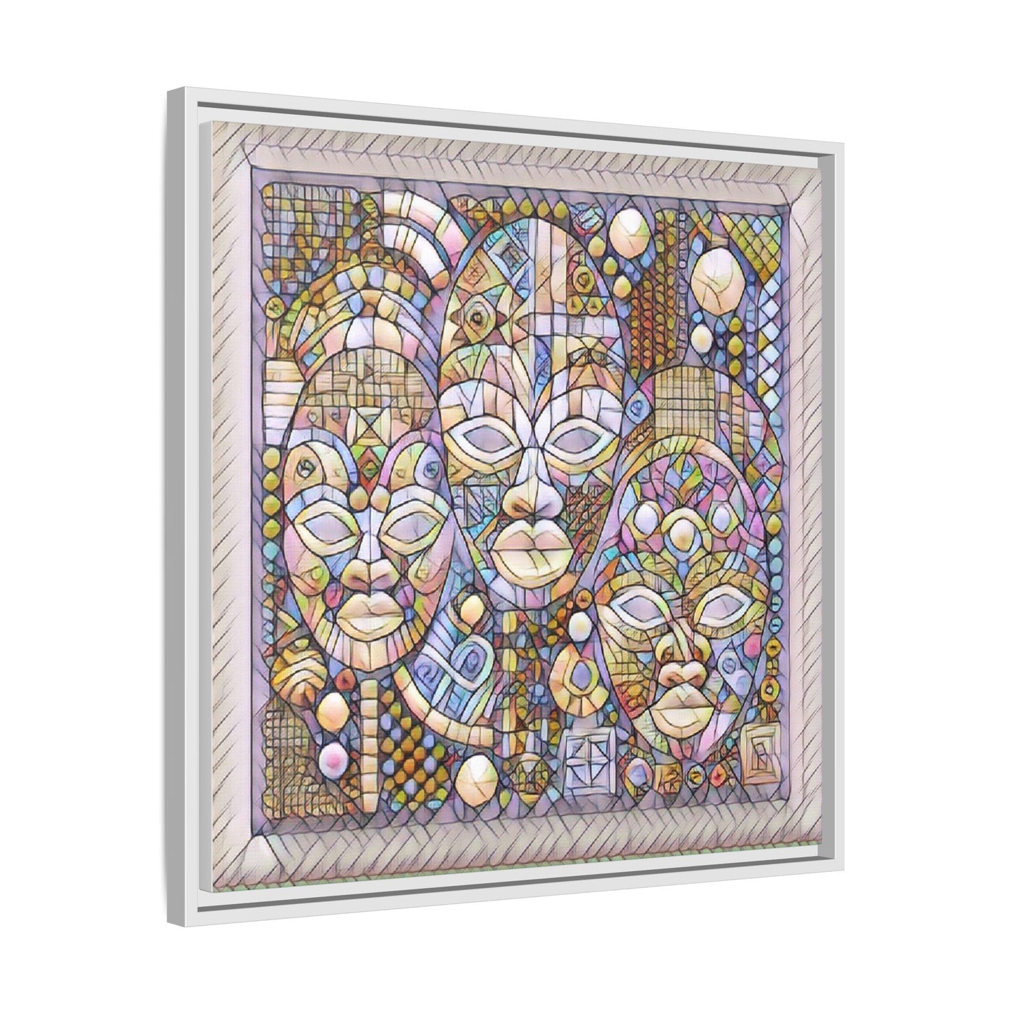 Abstract African Mask Art — Framed Matte Canvas Wall Art