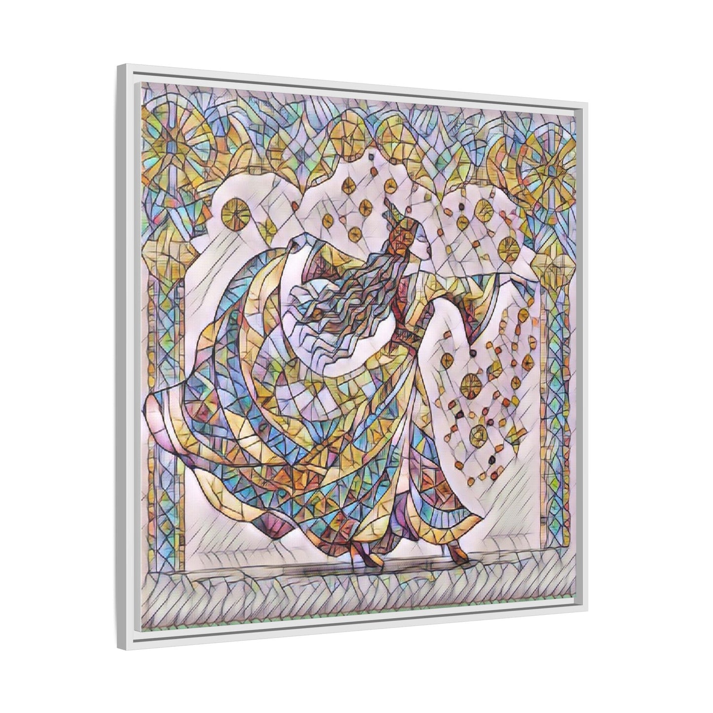 Stained Glass Dancing Dervish Framed Canvas Art