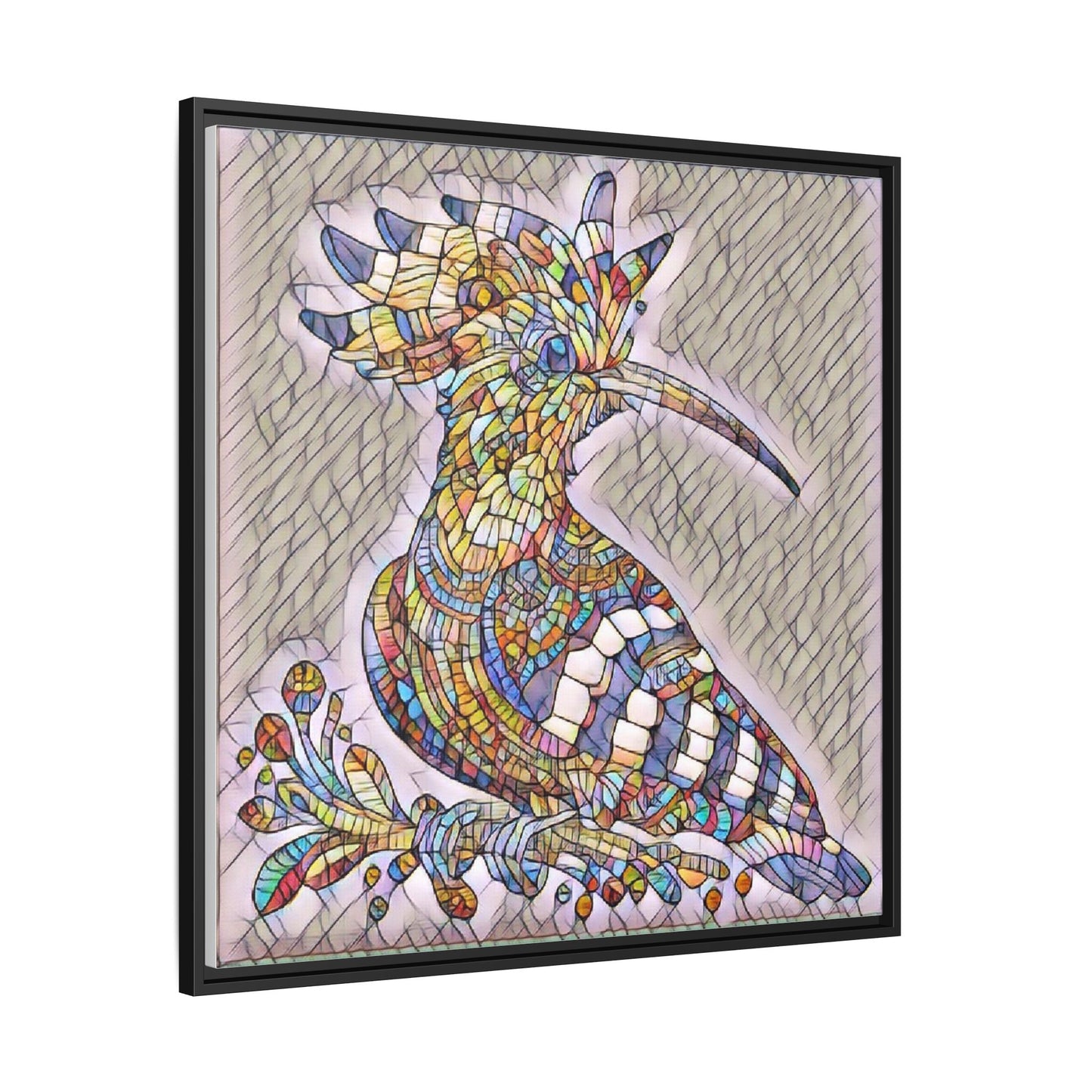 Colorful Mosaic Bird Matte Framed Canvas Wall Art