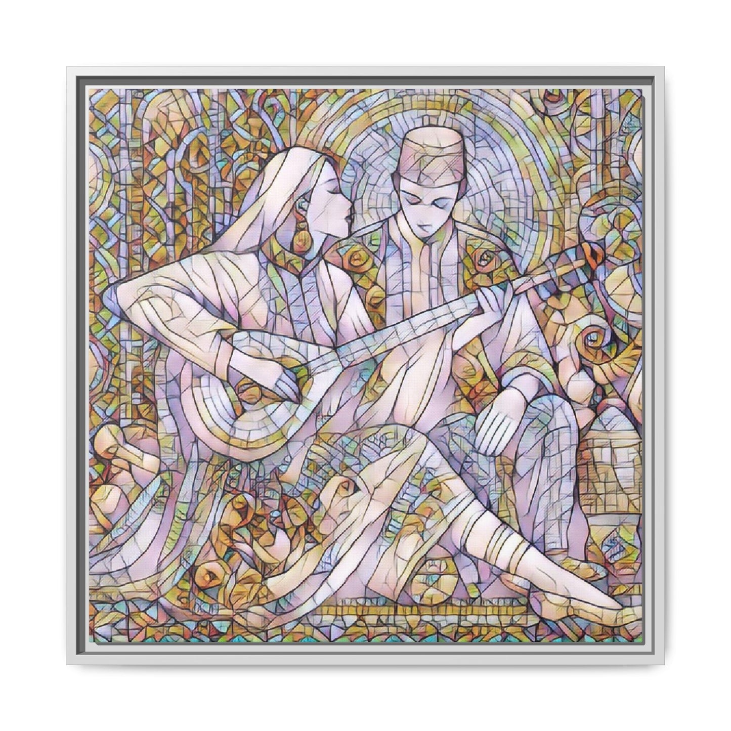 Love Song Serenade - Framed Canvas Wall Art | Guitar Player Romantic Print