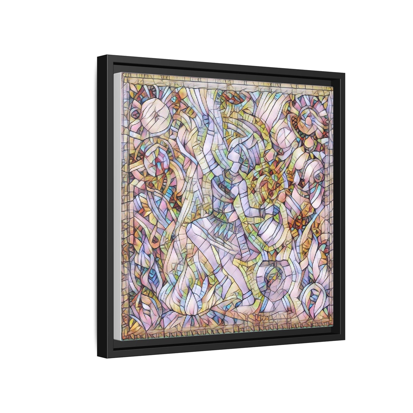Abstract Stained Glass Dance Matte Framed Canvas
