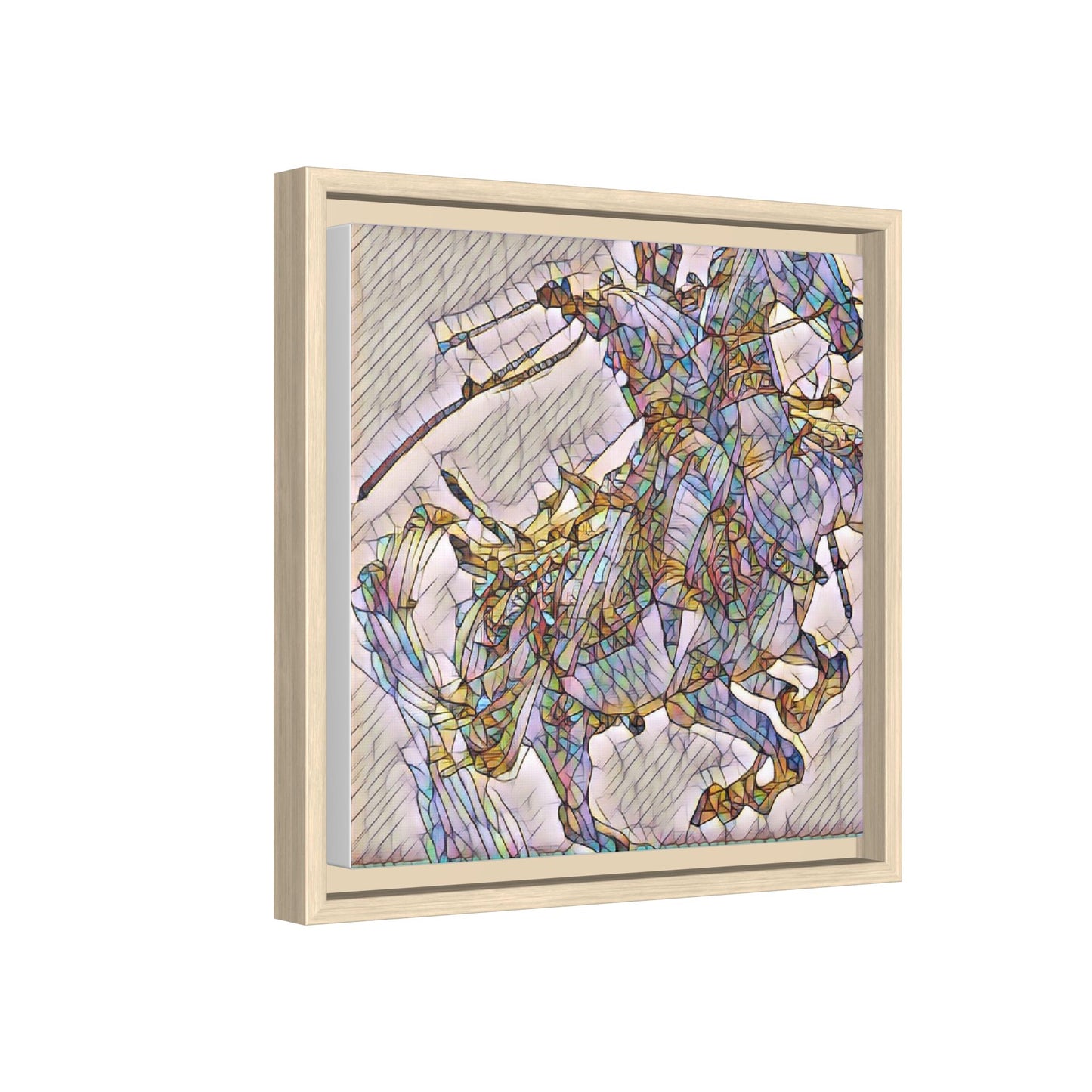 Framed Abstract Stained-Glass Horse Canvas
