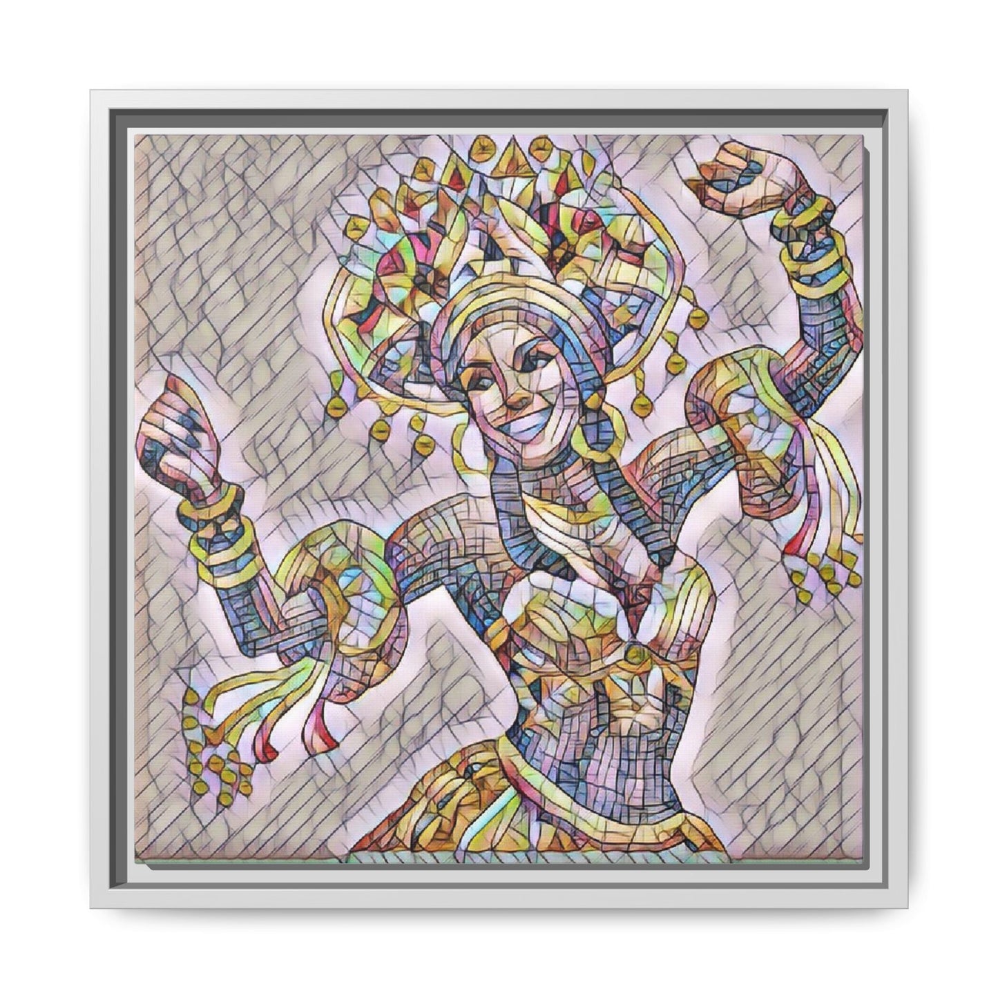 Framed Matte Canvas: Colorful Carnival Dancer Artwork – Vibrant Ethnic Dance Wall Art