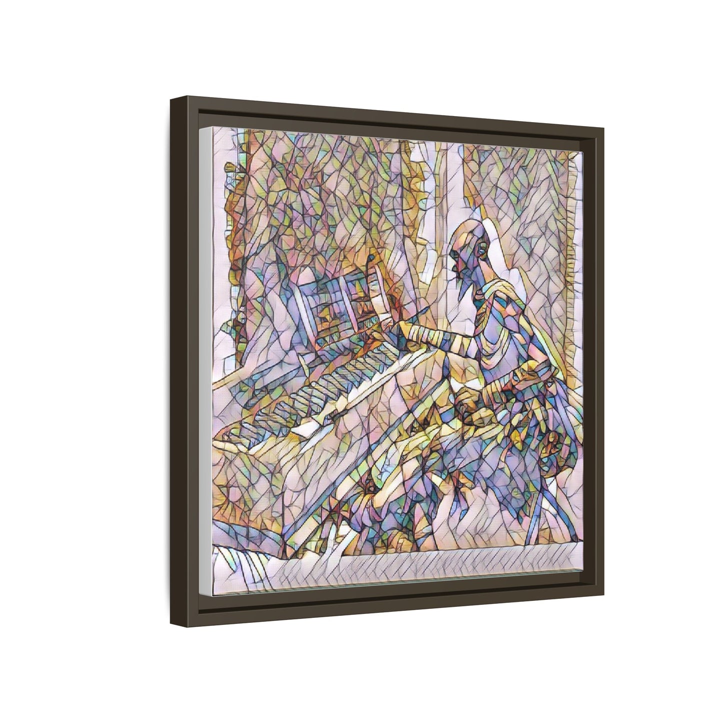 Framed Matte Canvas Art — Colorful Abstract Musician at Piano