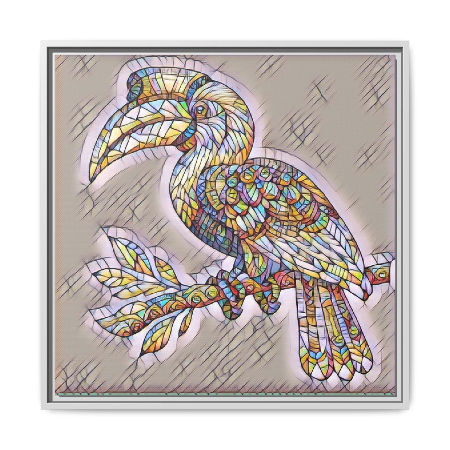Colorful Stained Glass Toucan Matte Canvas Framed Wall Art