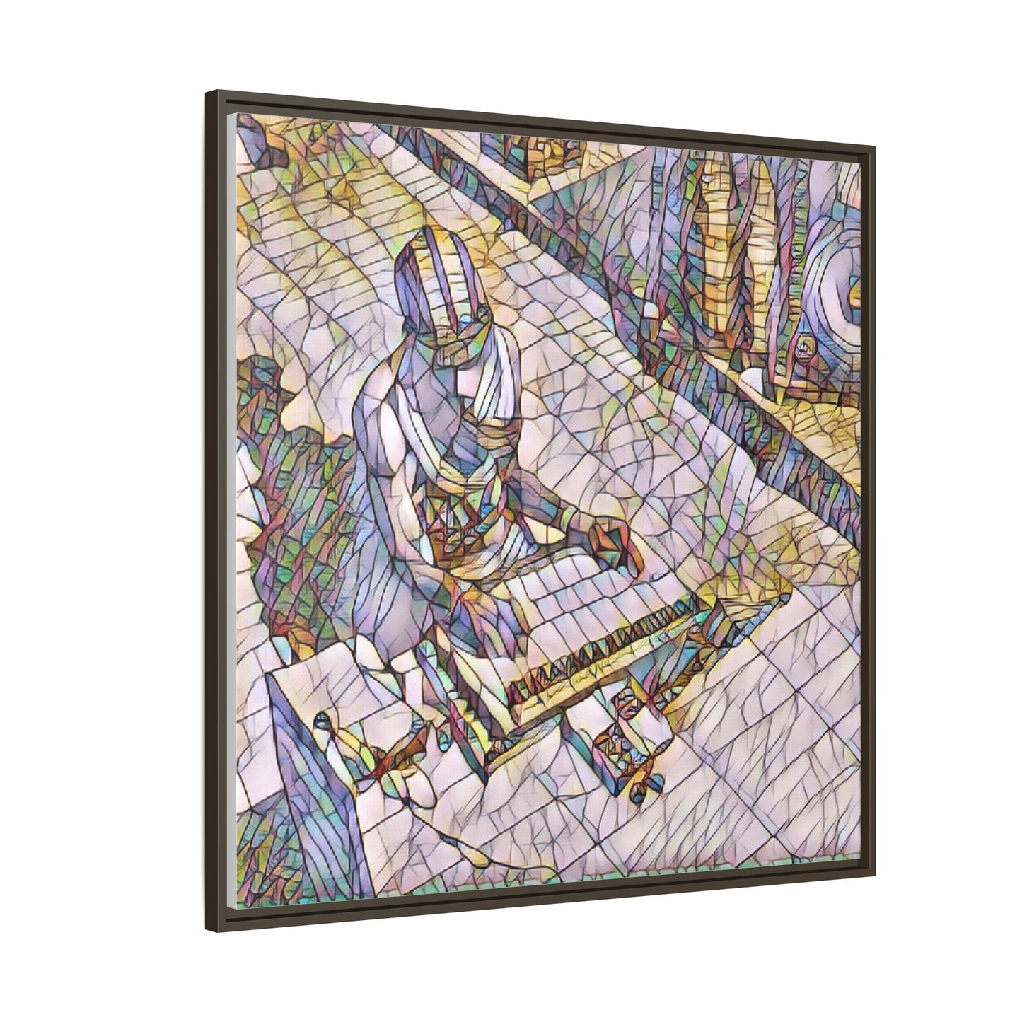 Abstract DJ Skateboarder Matte Framed Canvas – Colorful Urban Music Art Print