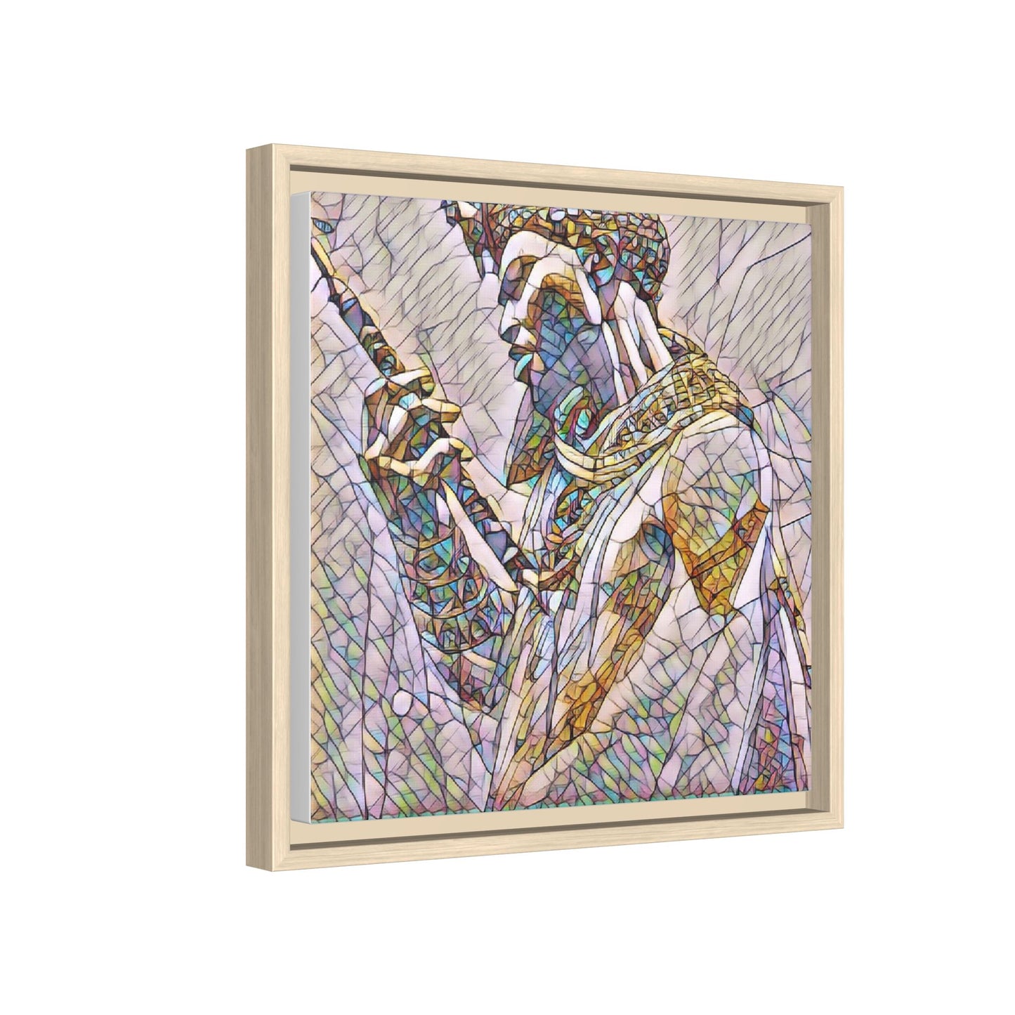 Egyptian Pharaoh Stained Glass Art — Framed Matte Canvas