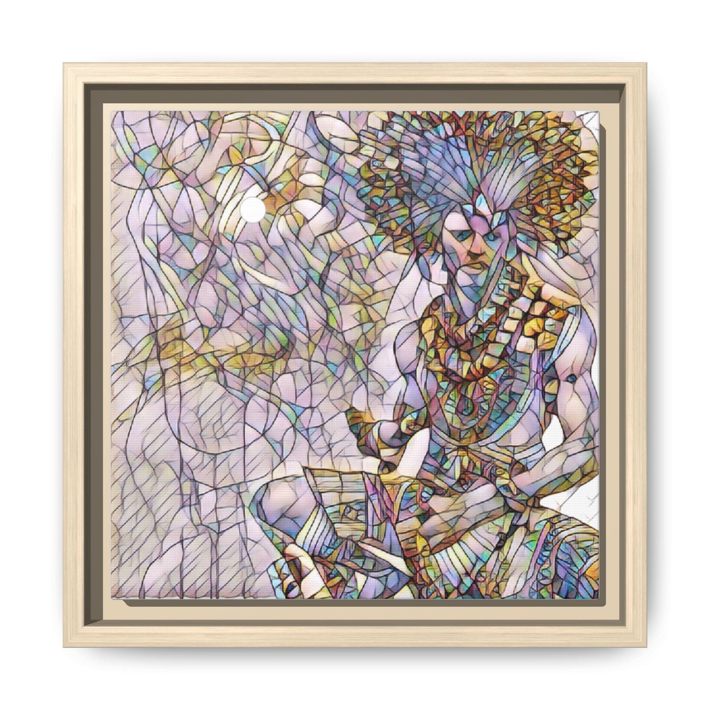 Framed Matte Canvas Art — Colorful Tribal Warrior Illustration