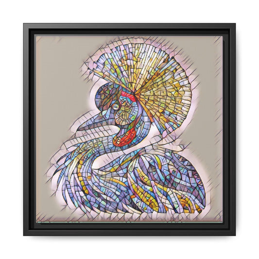 Framed Matte Canvas - Stained Glass Swan Wall Art