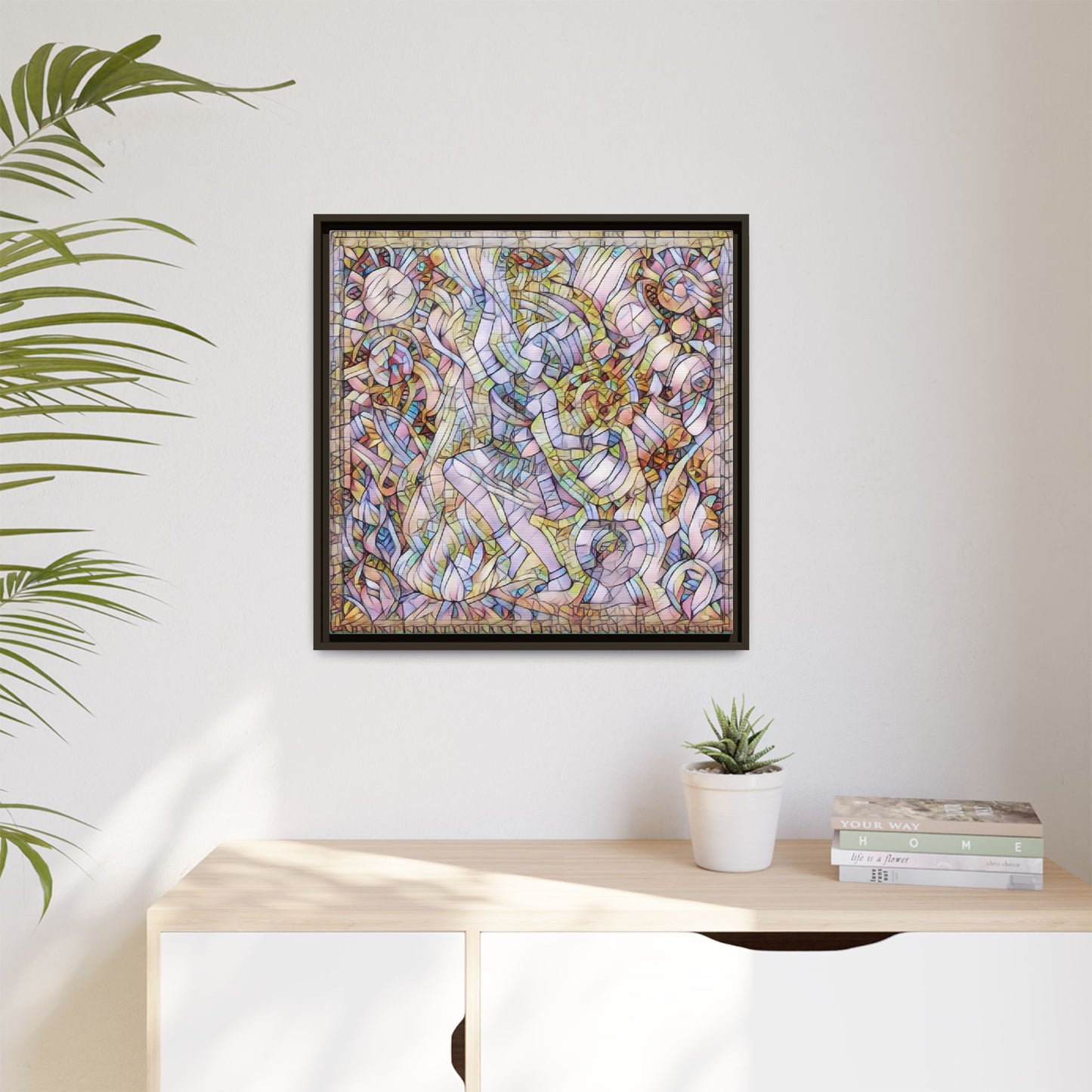 Abstract Stained Glass Dance Matte Framed Canvas
