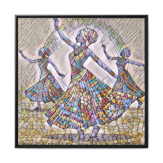 Framed Mosaic Dancers Matte Canvas Wall Art