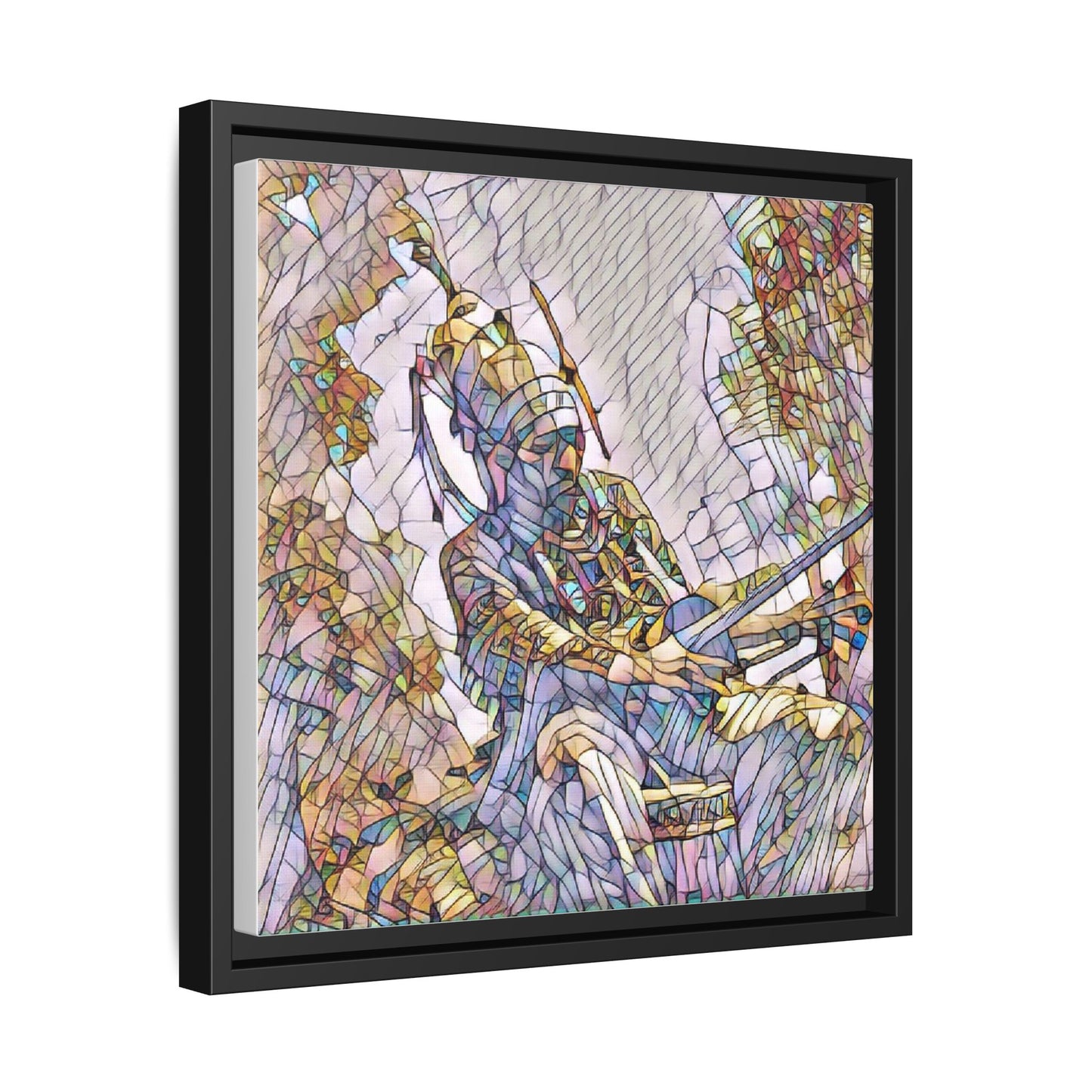 Framed Archery Canvas Print — Stained-Glass Archer Wall Art