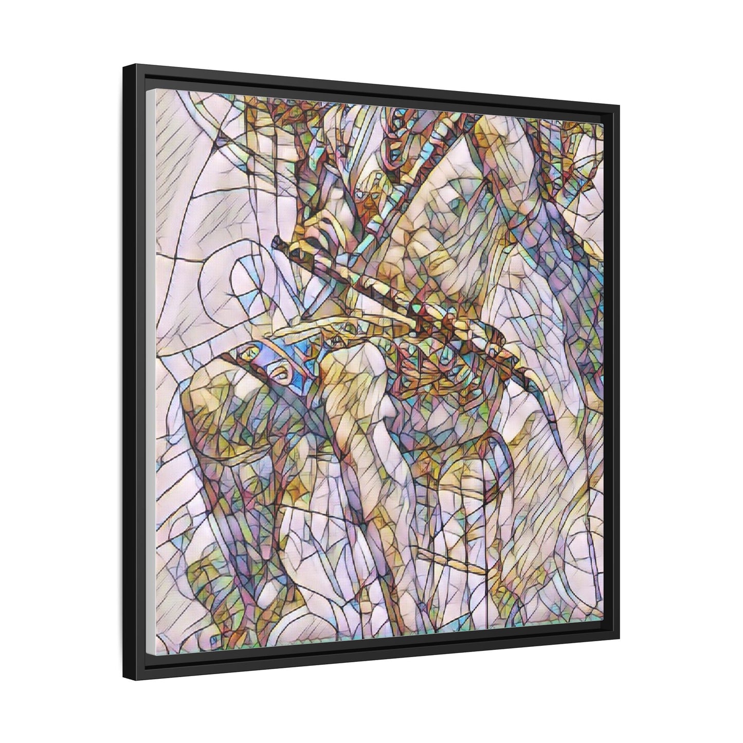 Framed Abstract Musician Canvas Art — Multi‑Color Jazz Saxophone Print