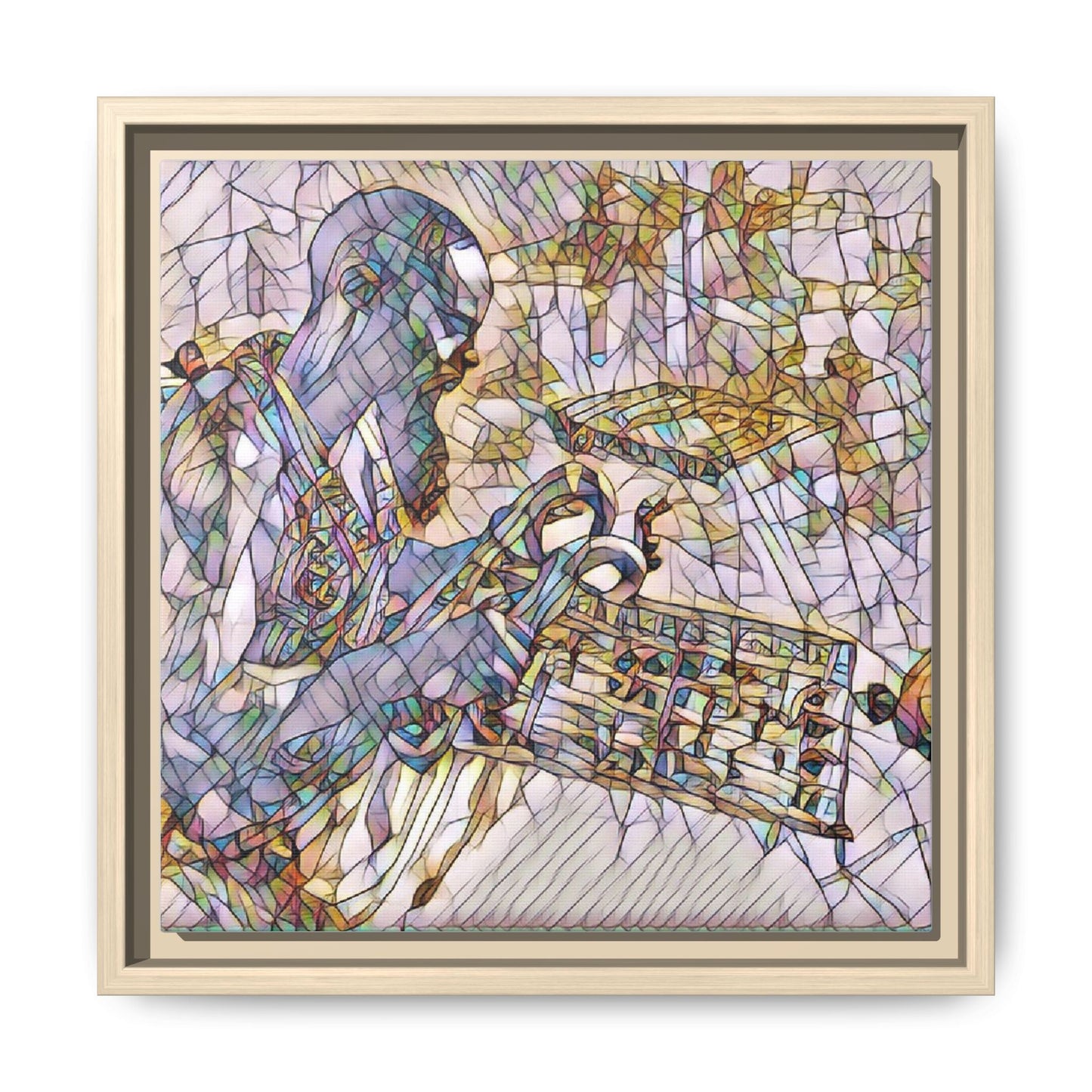 Framed Matte Canvas Art – Abstract Musician with Keyboard (Multi-Color)