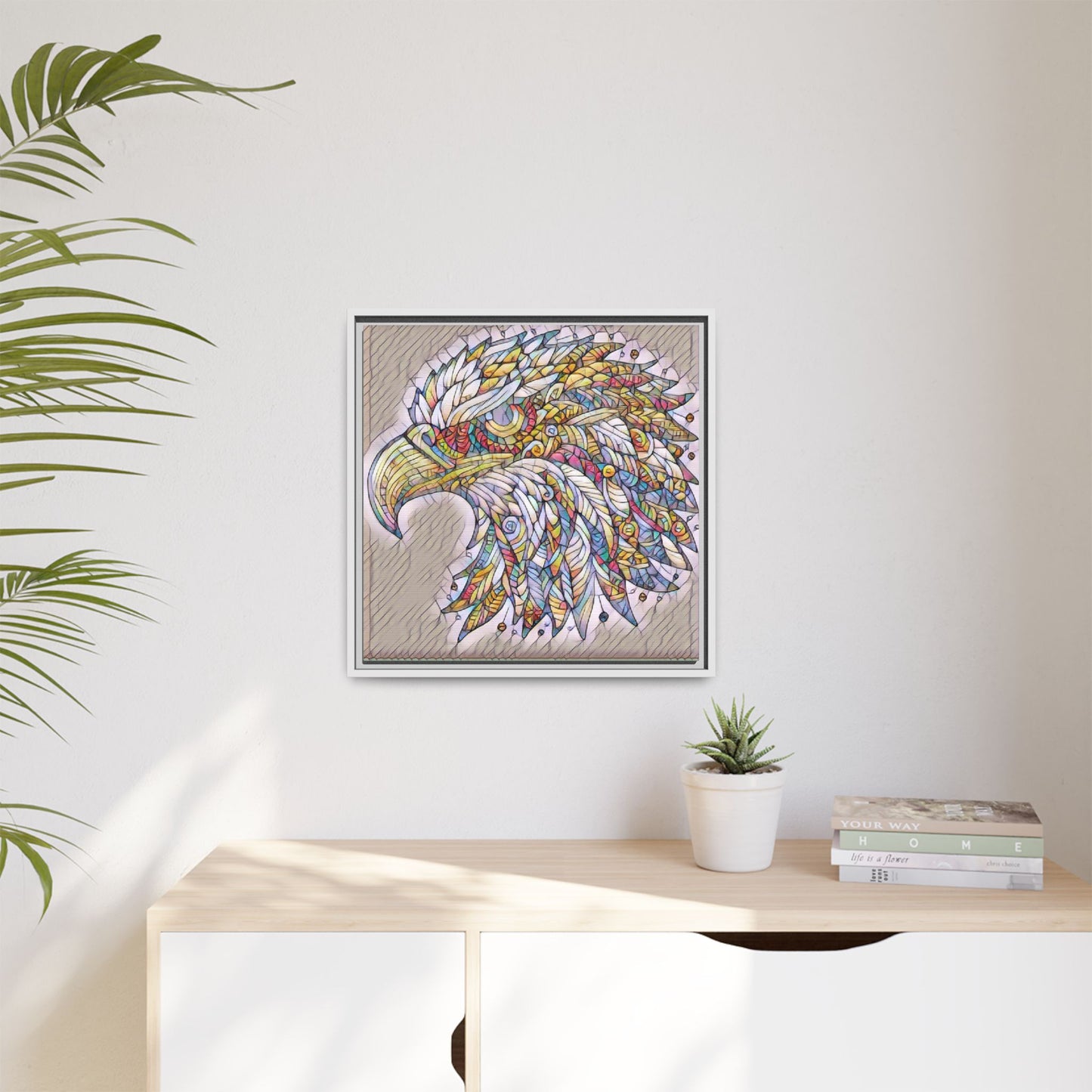 Colorful Eagle Head Matte Framed Canvas Art