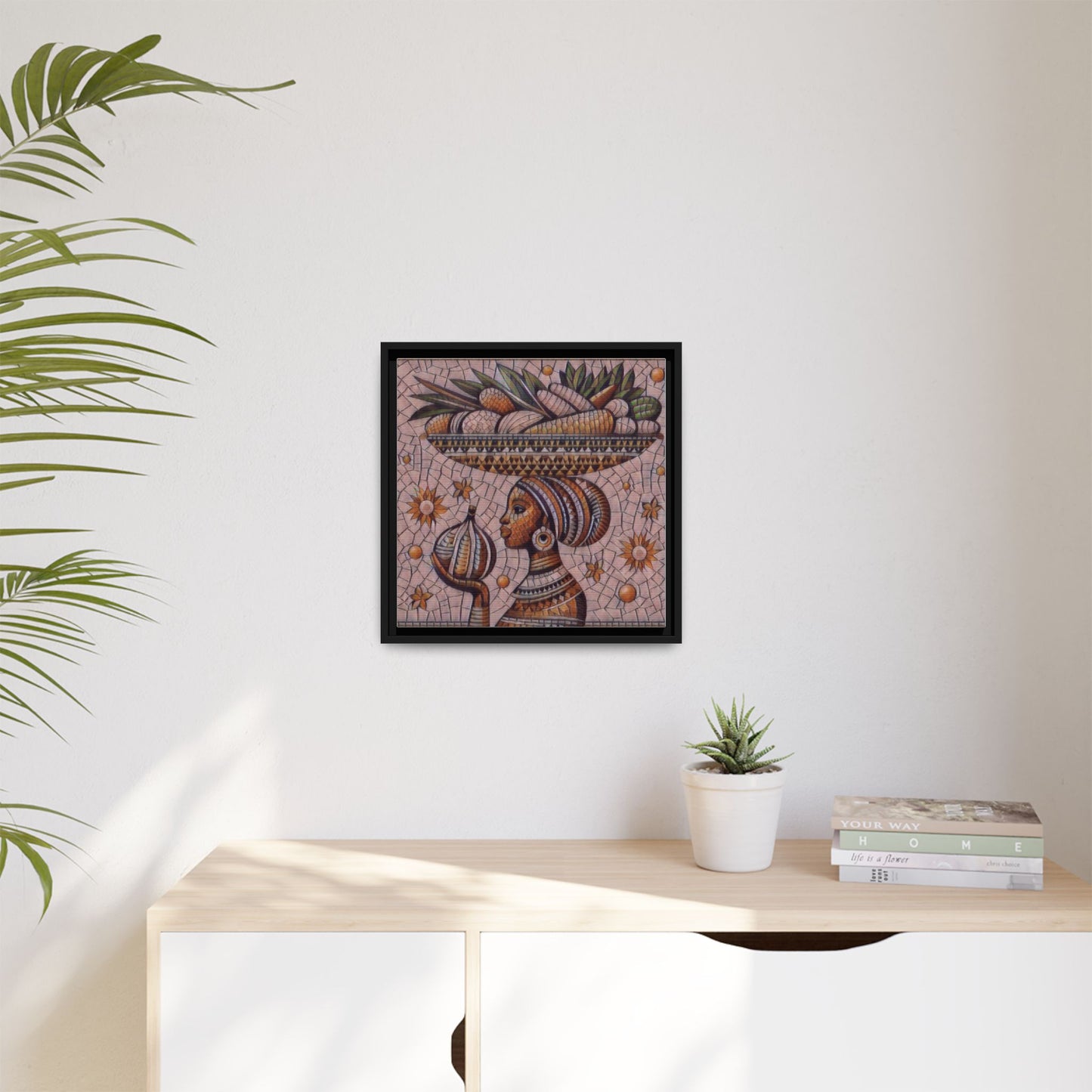 Egyptian Mosaic Goddess Matte Framed Canvas Wall Art