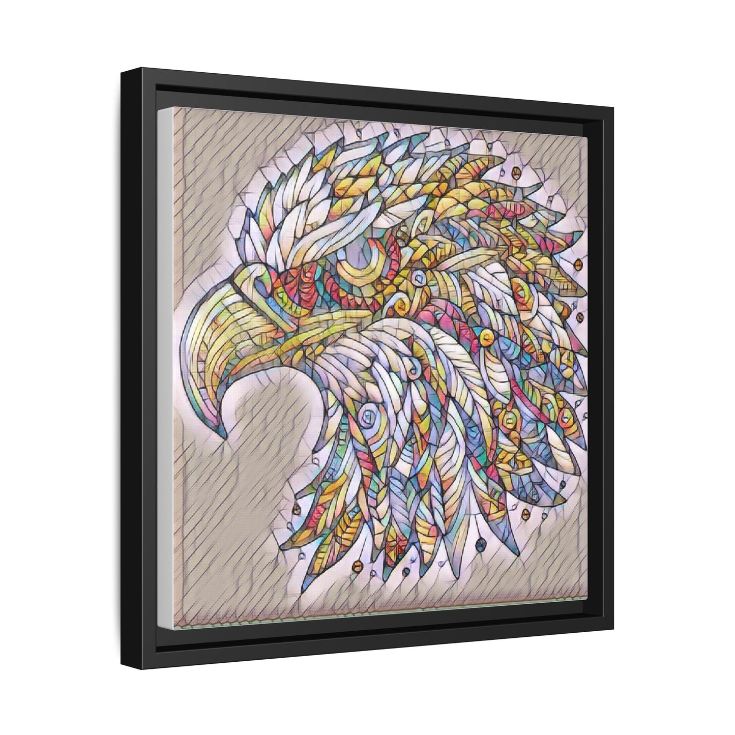 Colorful Eagle Head Matte Framed Canvas Art