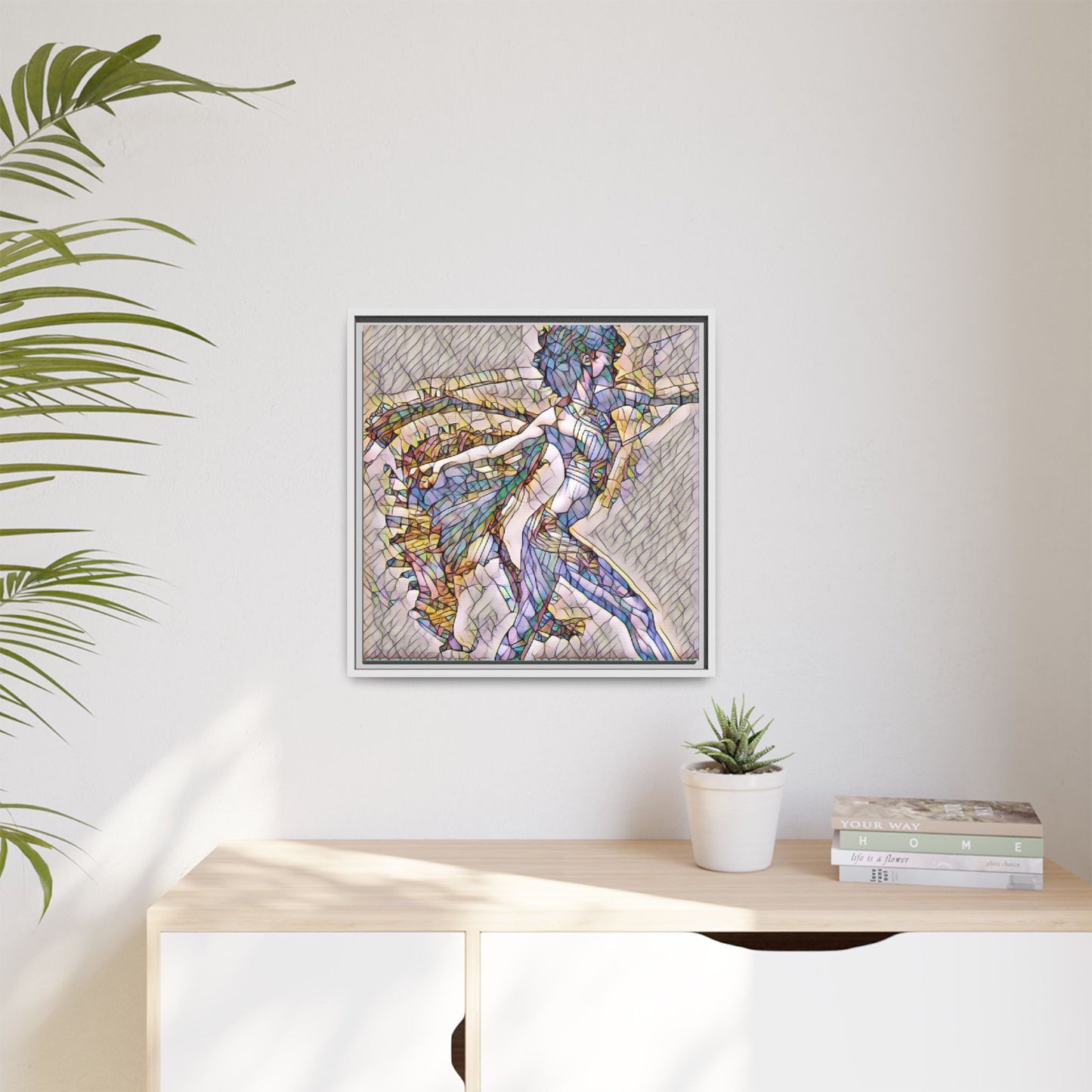 Abstract Stained-Glass Dancer Framed Canvas Art