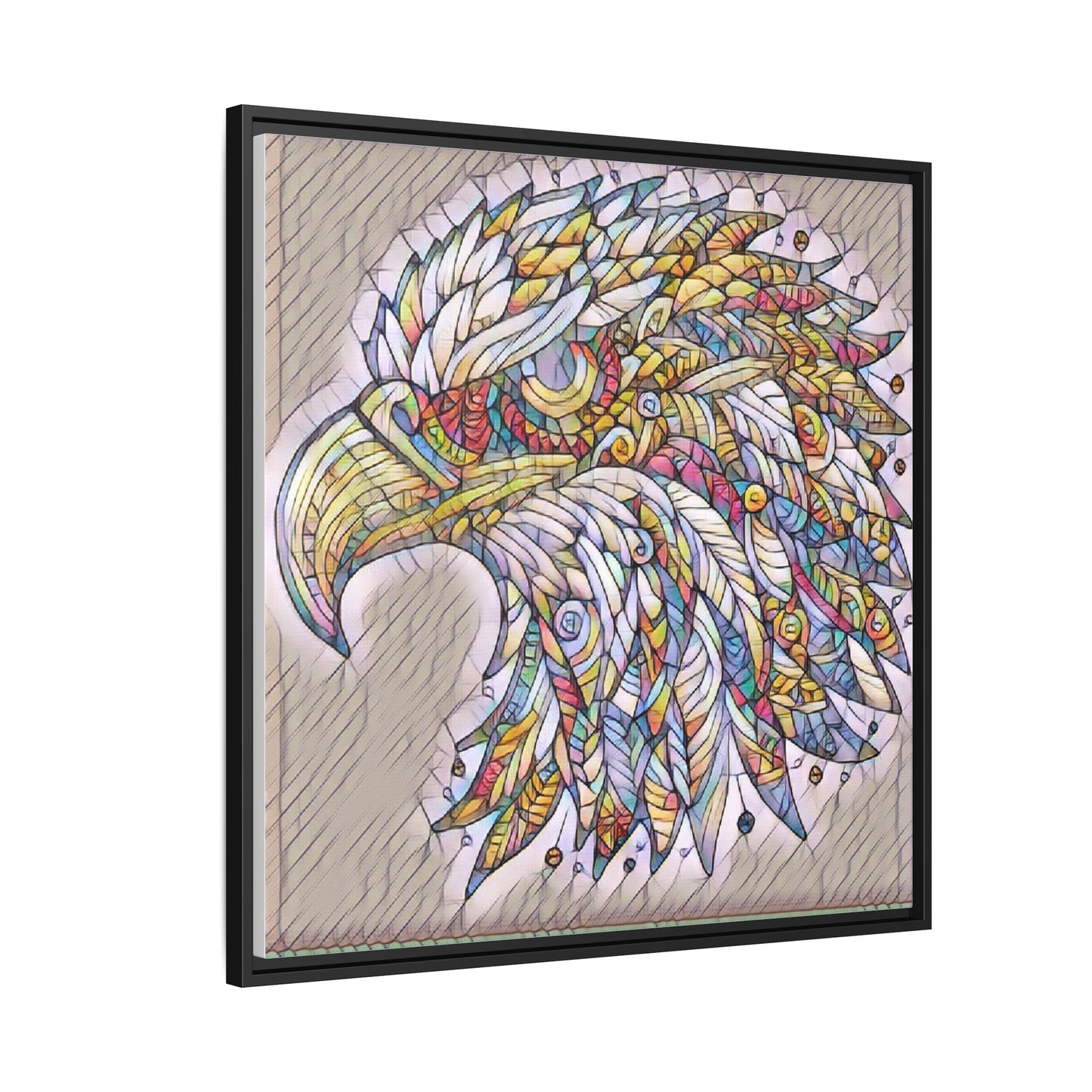 Colorful Eagle Head Matte Framed Canvas Art