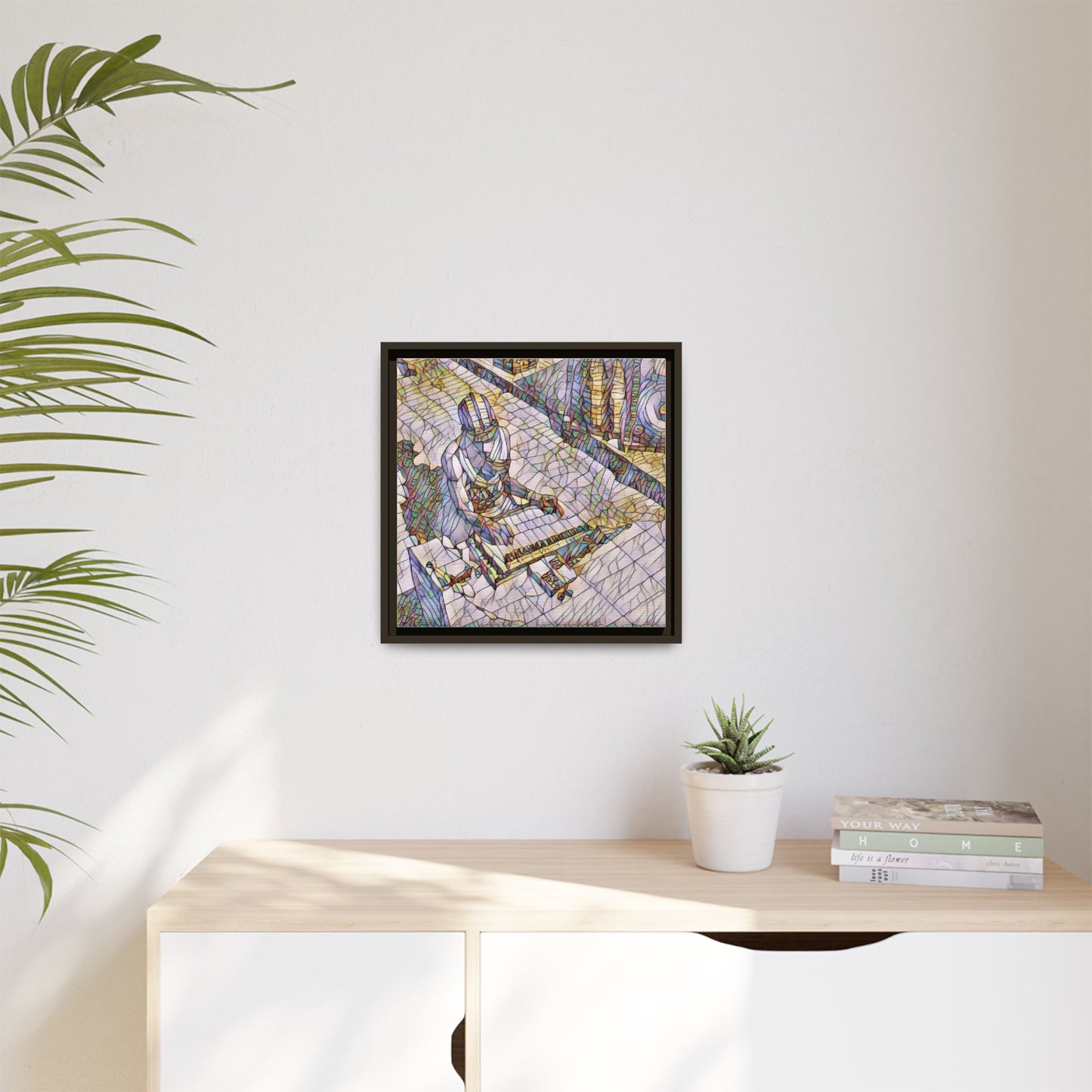 Abstract DJ Skateboarder Matte Framed Canvas – Colorful Urban Music Art Print