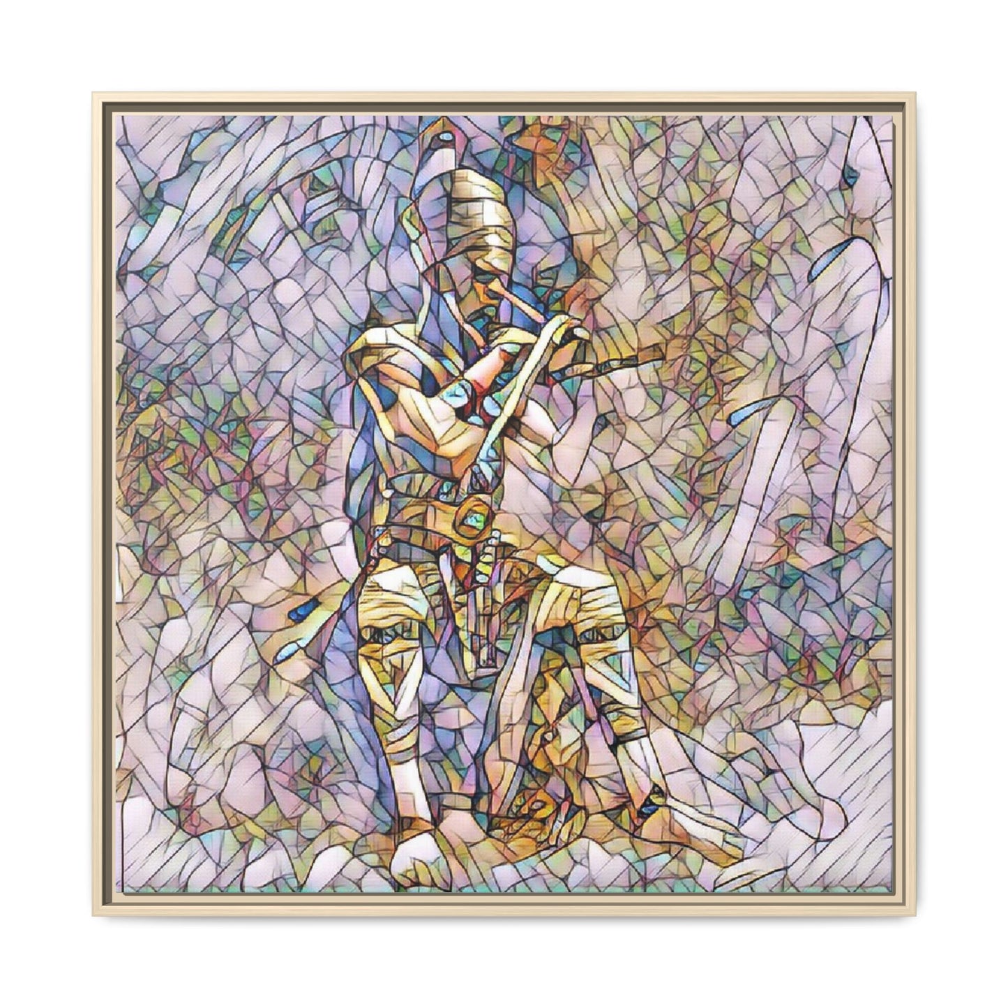 Framed Matte Canvas - Stained Glass Knight Artwork