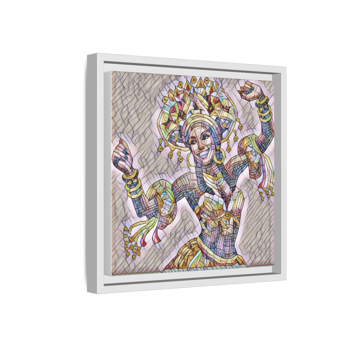 Framed Matte Canvas: Colorful Carnival Dancer Artwork – Vibrant Ethnic Dance Wall Art