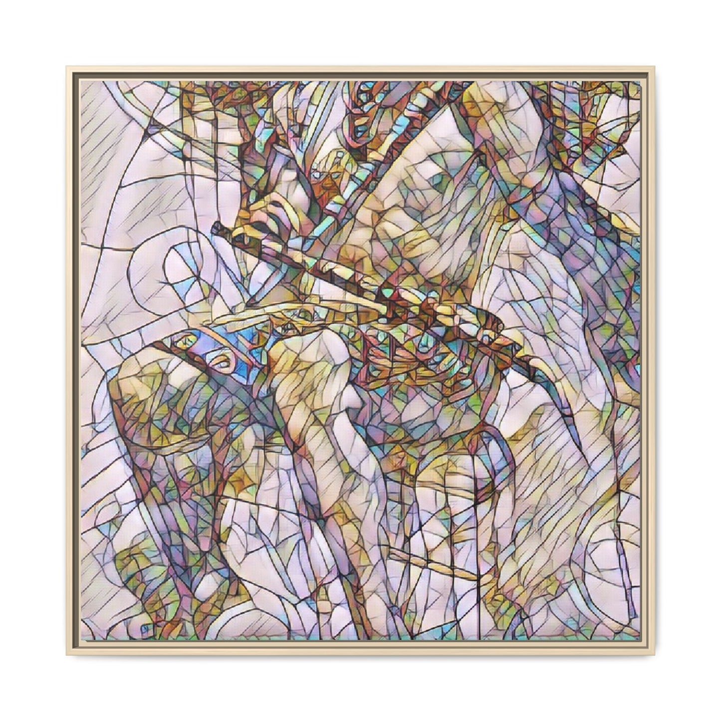 Framed Abstract Musician Canvas Art — Multi‑Color Jazz Saxophone Print