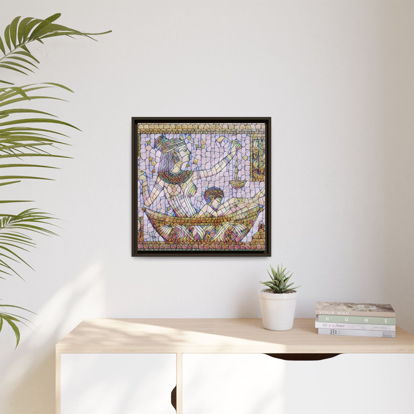 Egyptian Mosaic Goddess Matte Canvas Print (Framed)