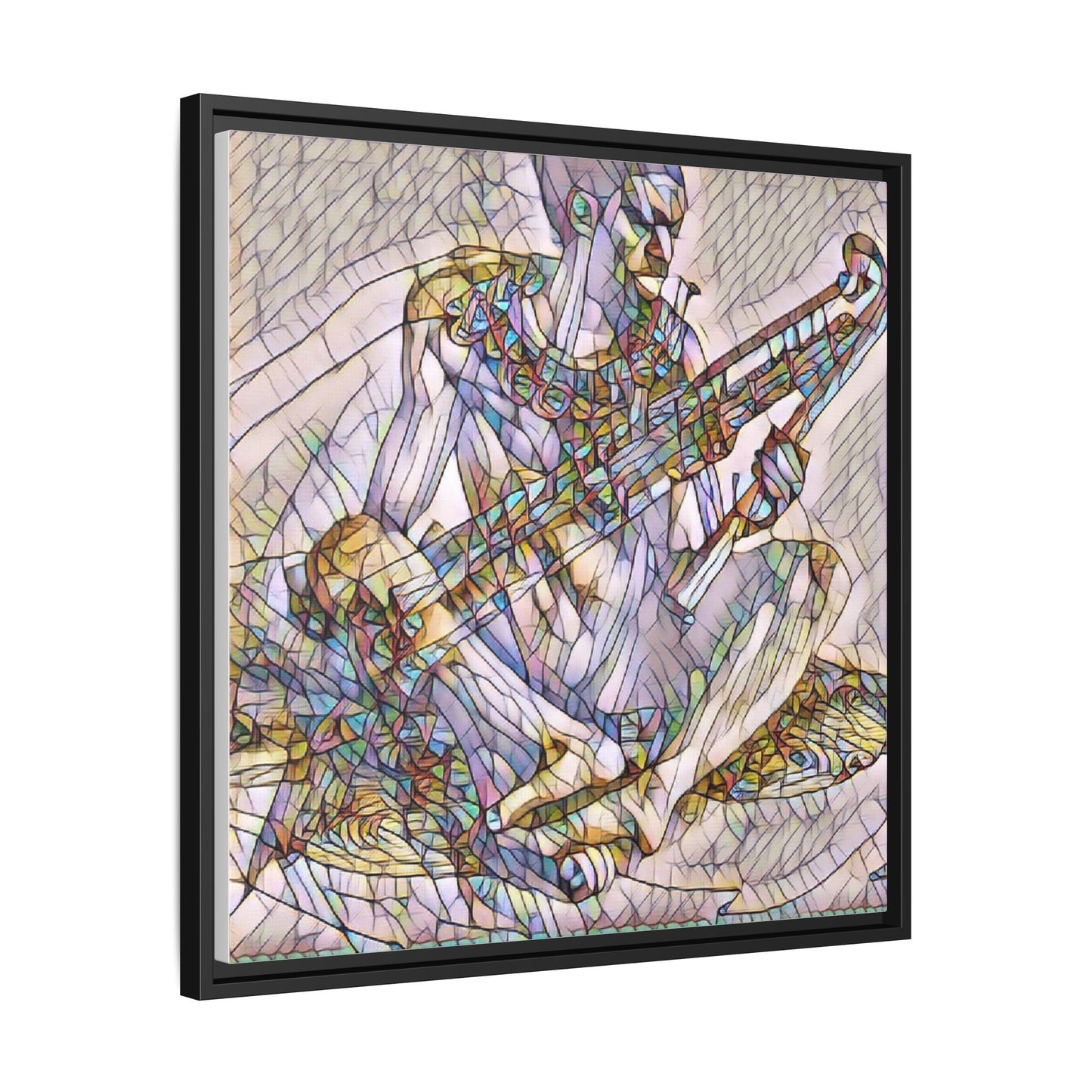 Framed Abstract Musician Canvas Art — Multicolor Modern Wall Decor