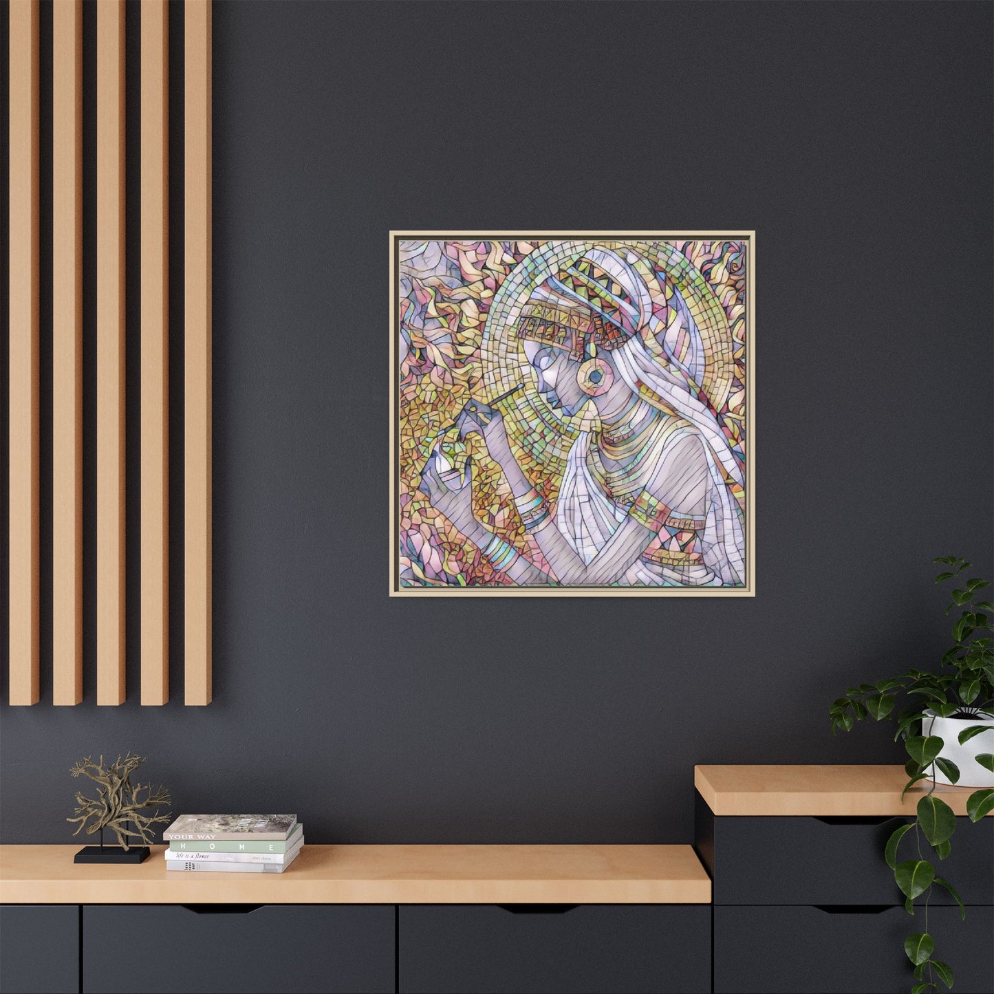 Egyptian Goddess Stained-Glass Matte Canvas (Framed)