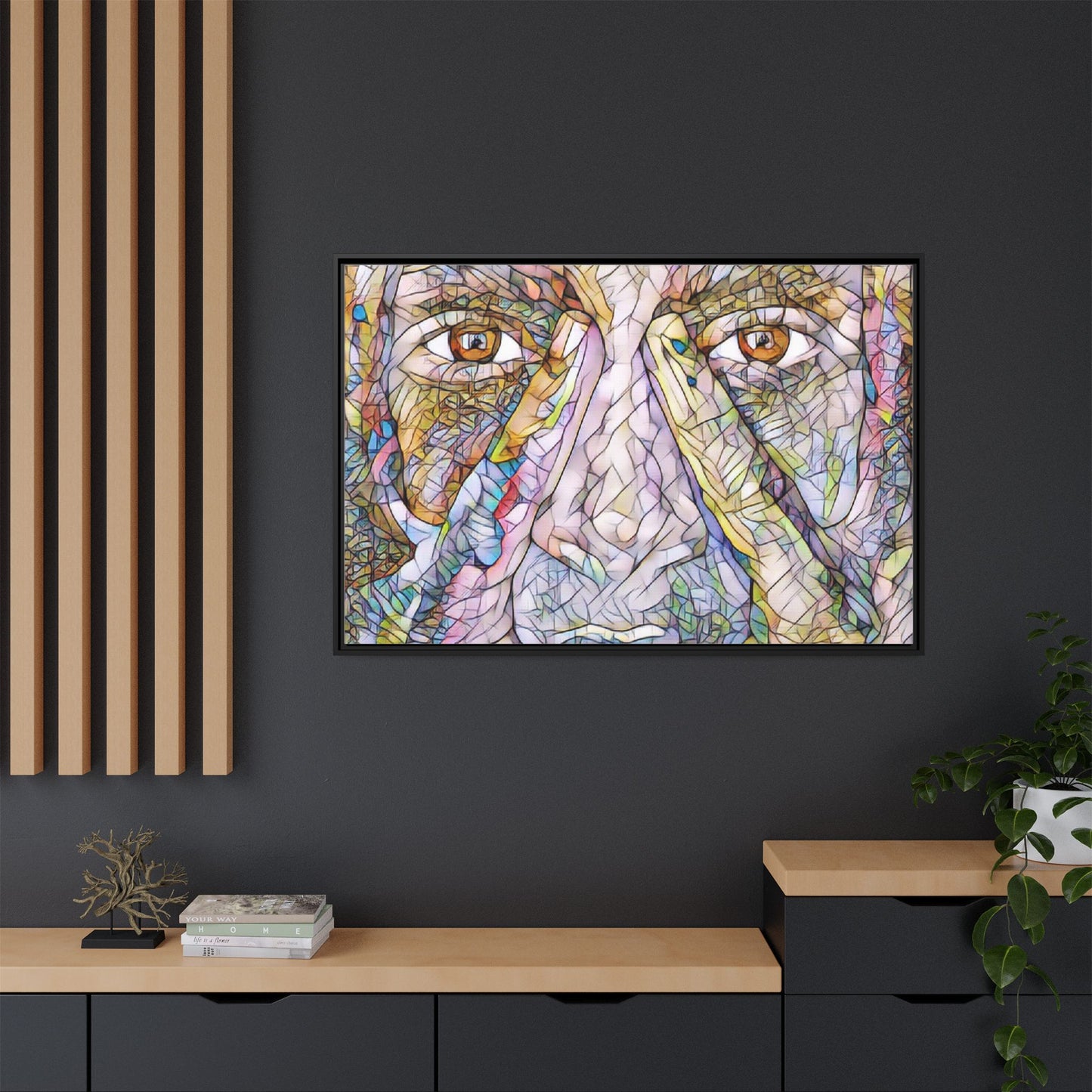 Abstract Stained-Glass Face Matte Canvas Framed Wall Art