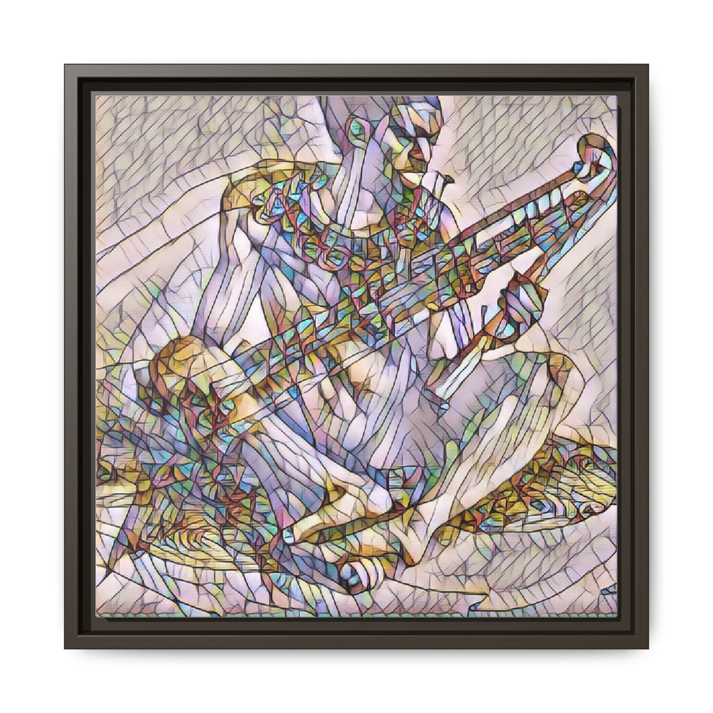 Framed Abstract Musician Canvas Art — Multicolor Modern Wall Decor