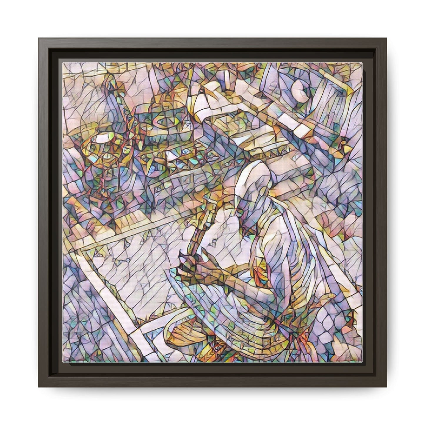 Stained-Glass DJ Matte Canvas Print (Framed) — Colorful Music Room Wall Art