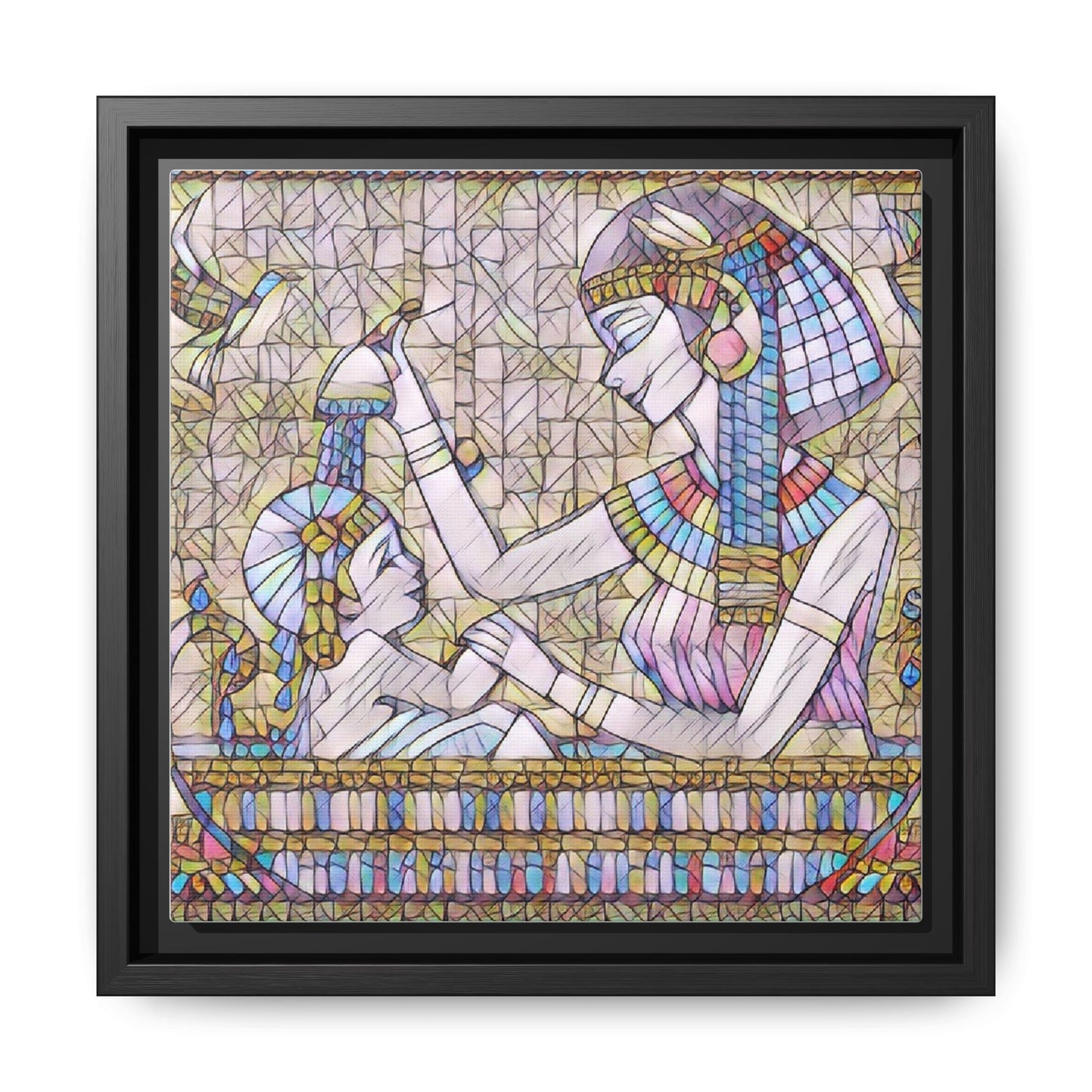 Egyptian Mosaic Mother & Child Framed Matte Canvas