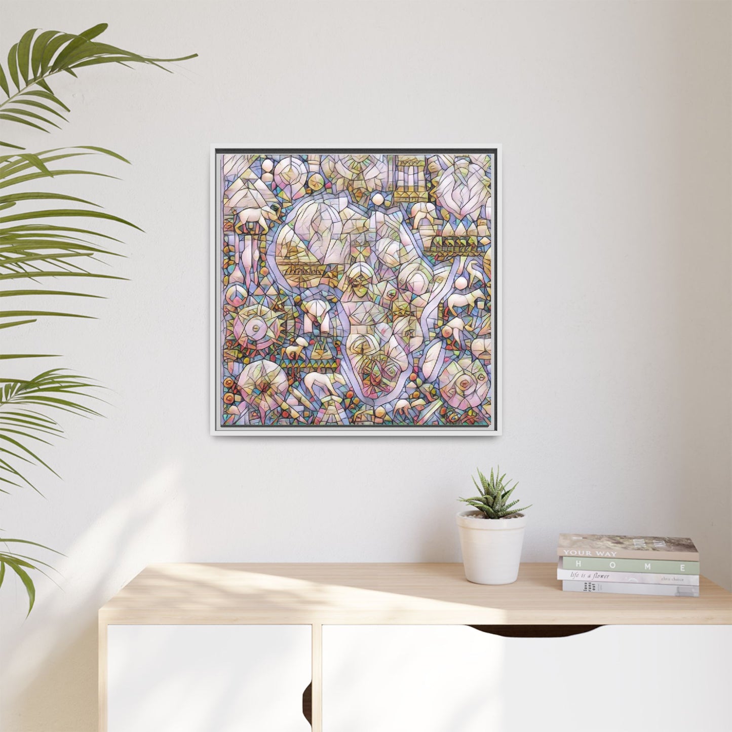 Abstract Stained-Glass Style Framed Canvas Print