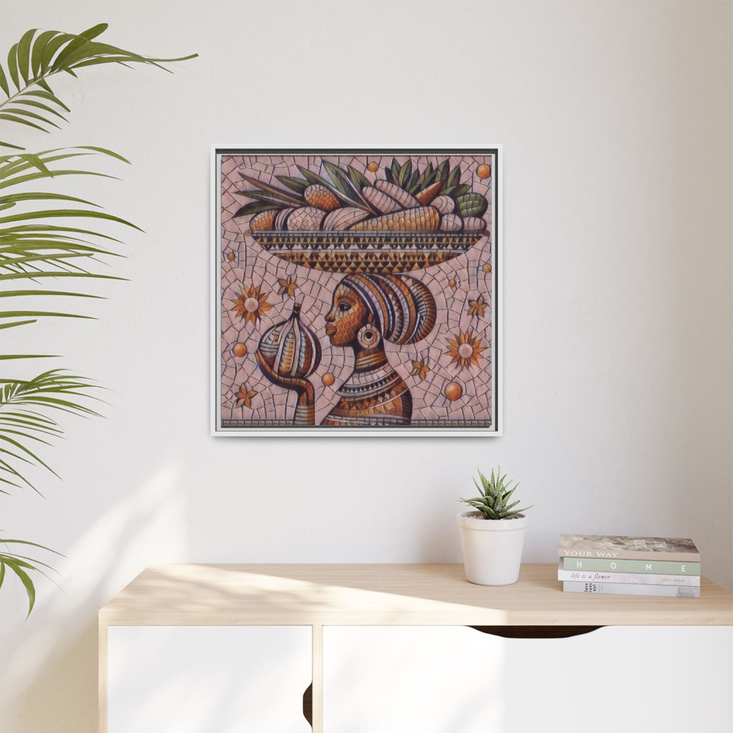 Egyptian Mosaic Goddess Matte Framed Canvas Wall Art