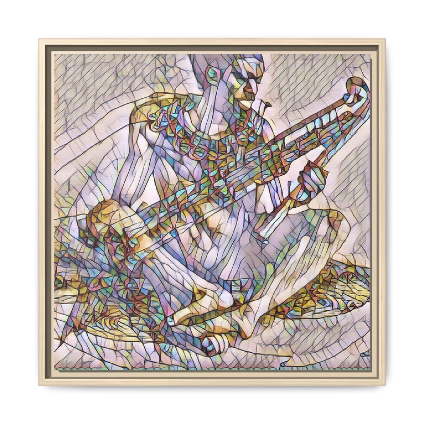 Framed Abstract Musician Canvas Art — Multicolor Modern Wall Decor
