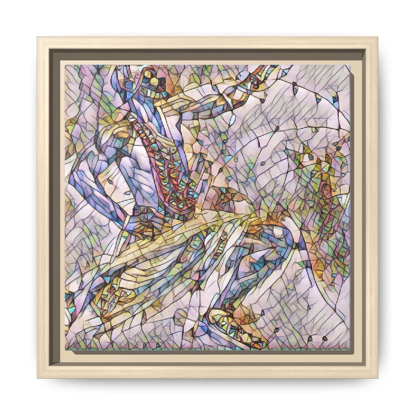 Abstract Stained-Glass Dancers — Framed Matte Canvas Art