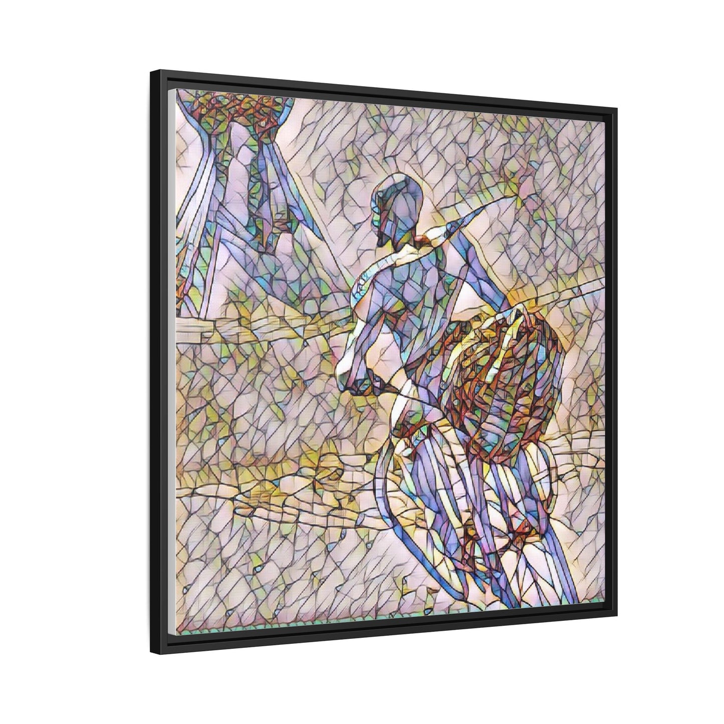 Abstract Stained-Glass Warrior Matte Framed Canvas