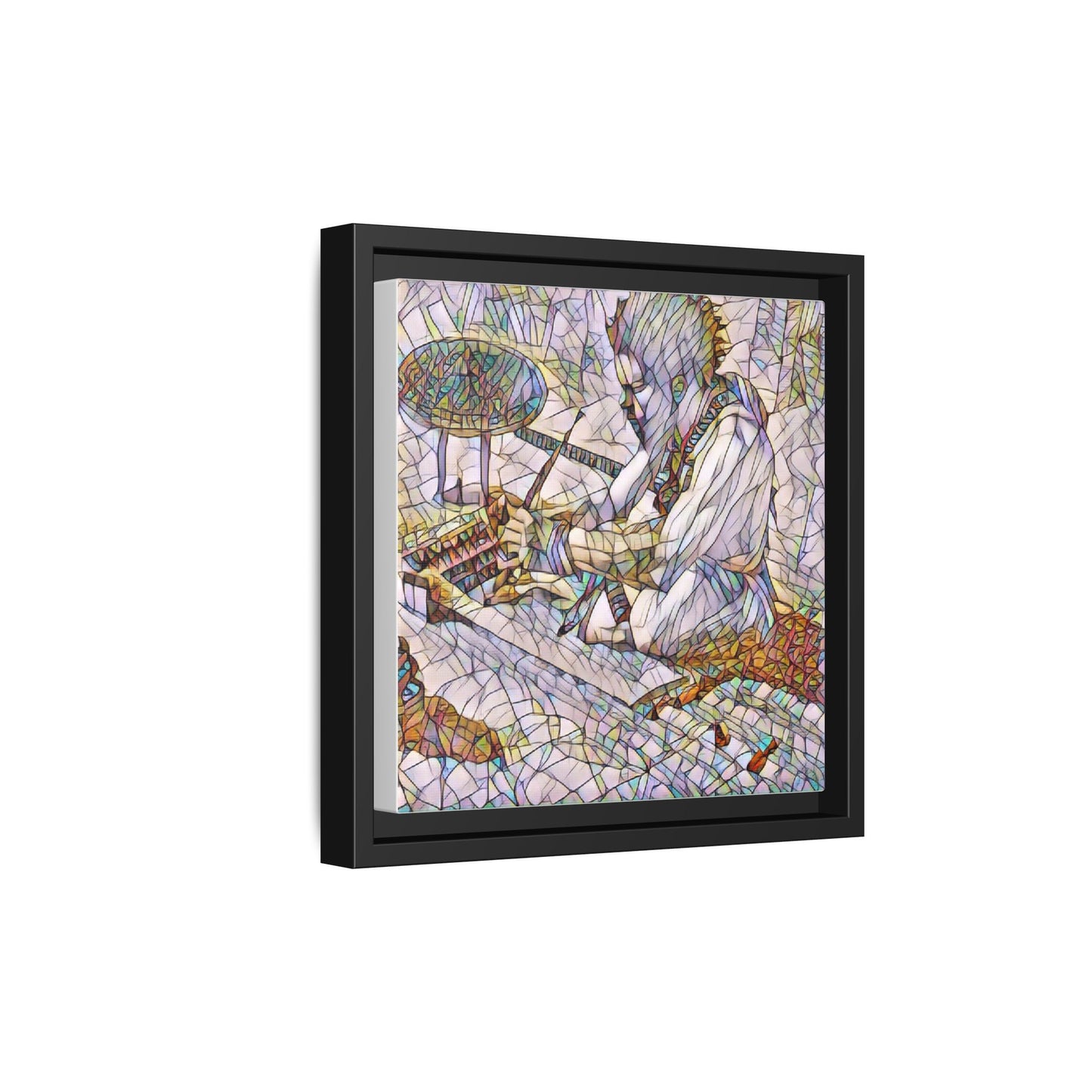 Framed Matte Canvas — Abstract Drummer Mosaic Wall Art