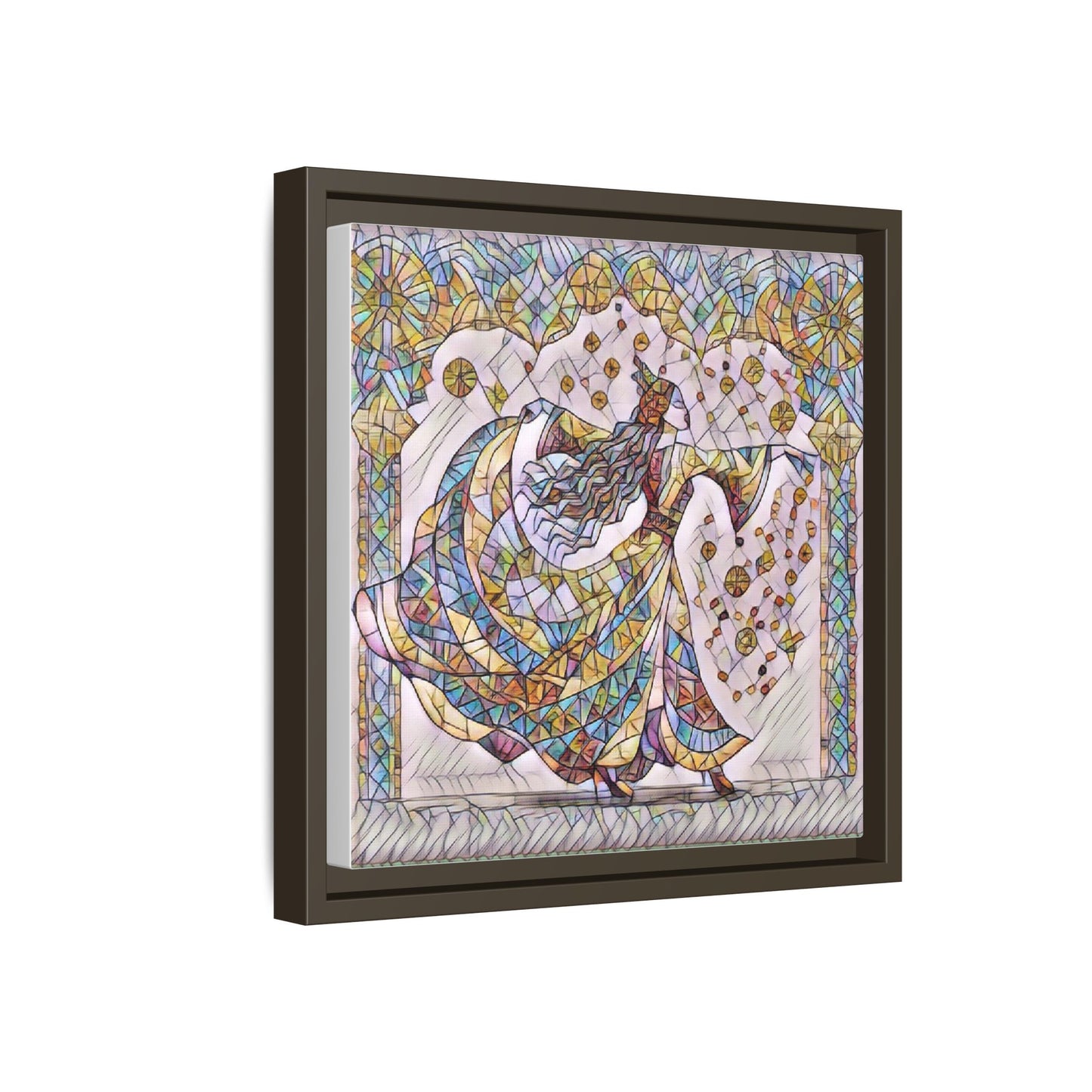 Stained Glass Dancing Dervish Framed Canvas Art