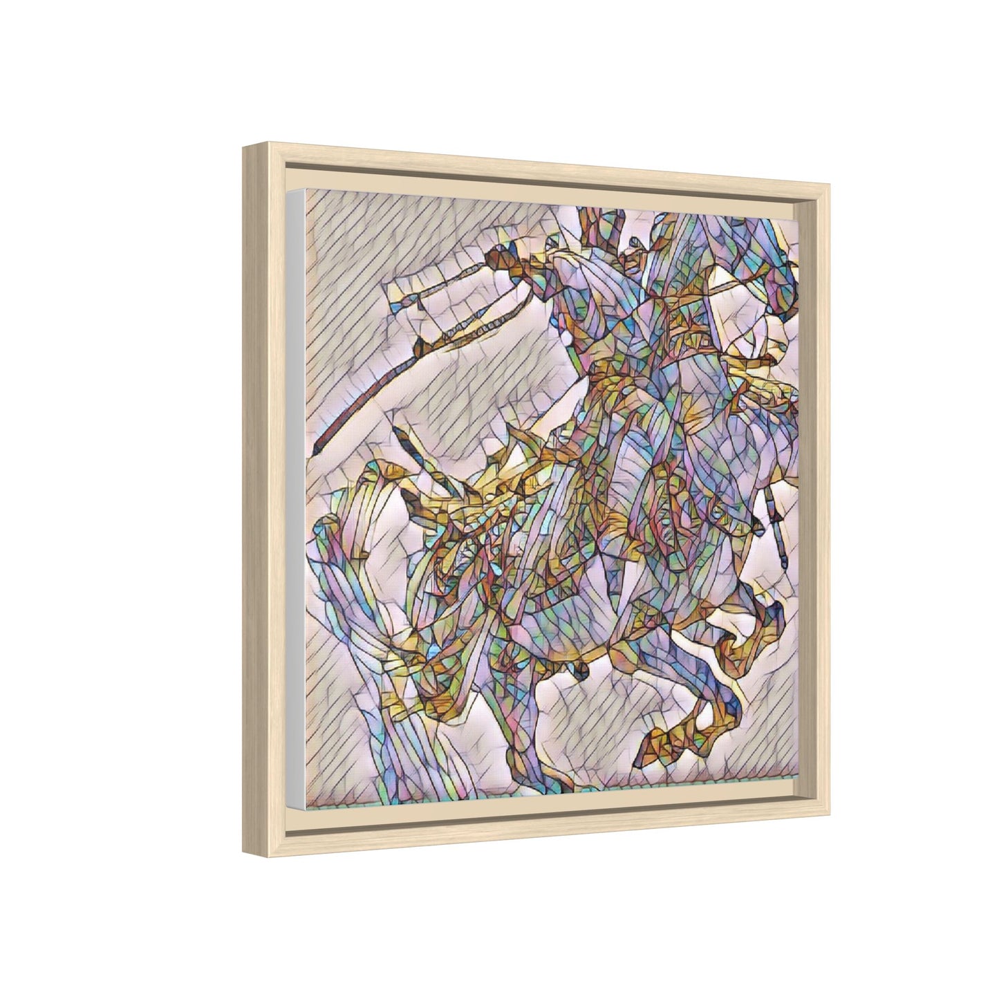 Framed Abstract Stained-Glass Horse Canvas