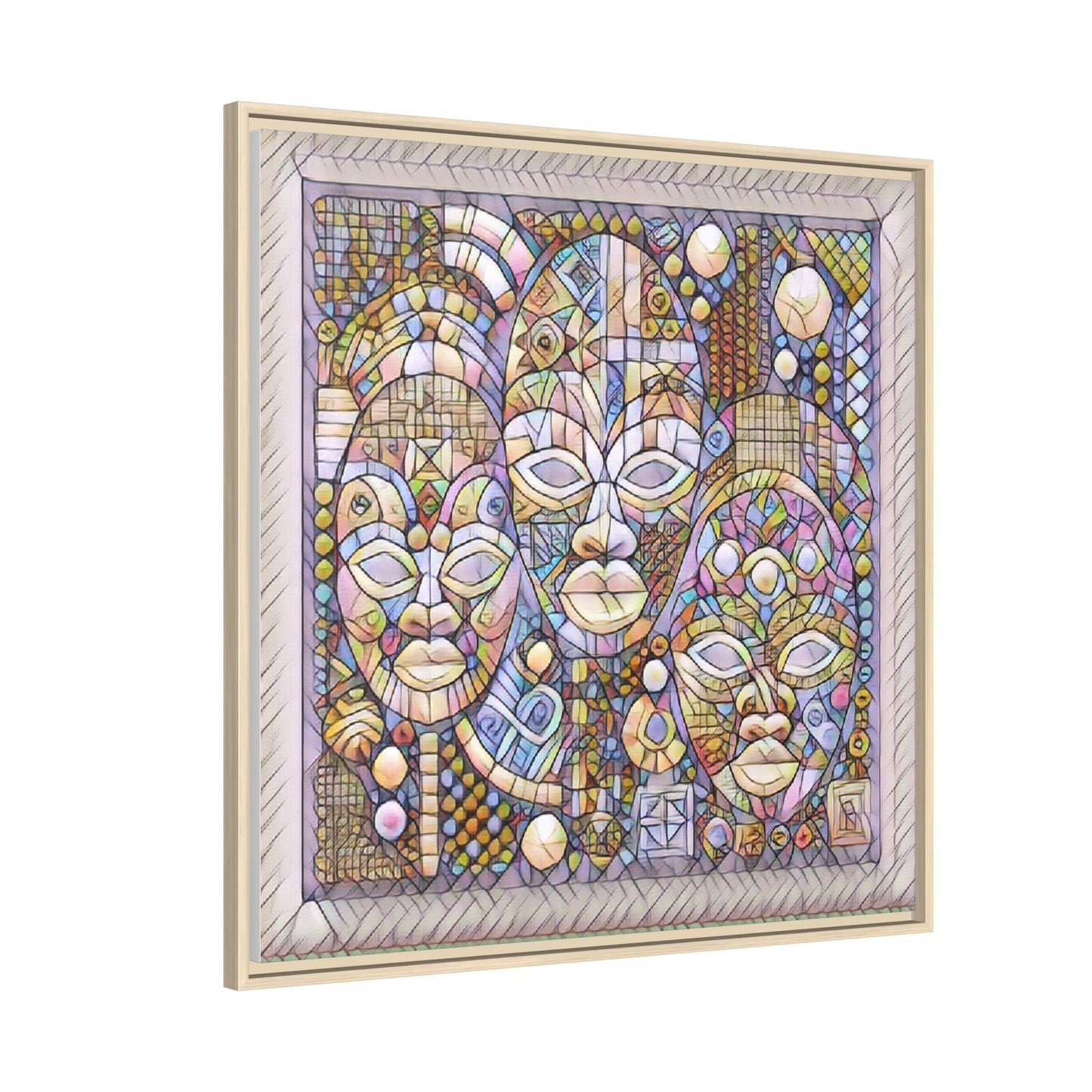 Abstract African Mask Art — Framed Matte Canvas Wall Art